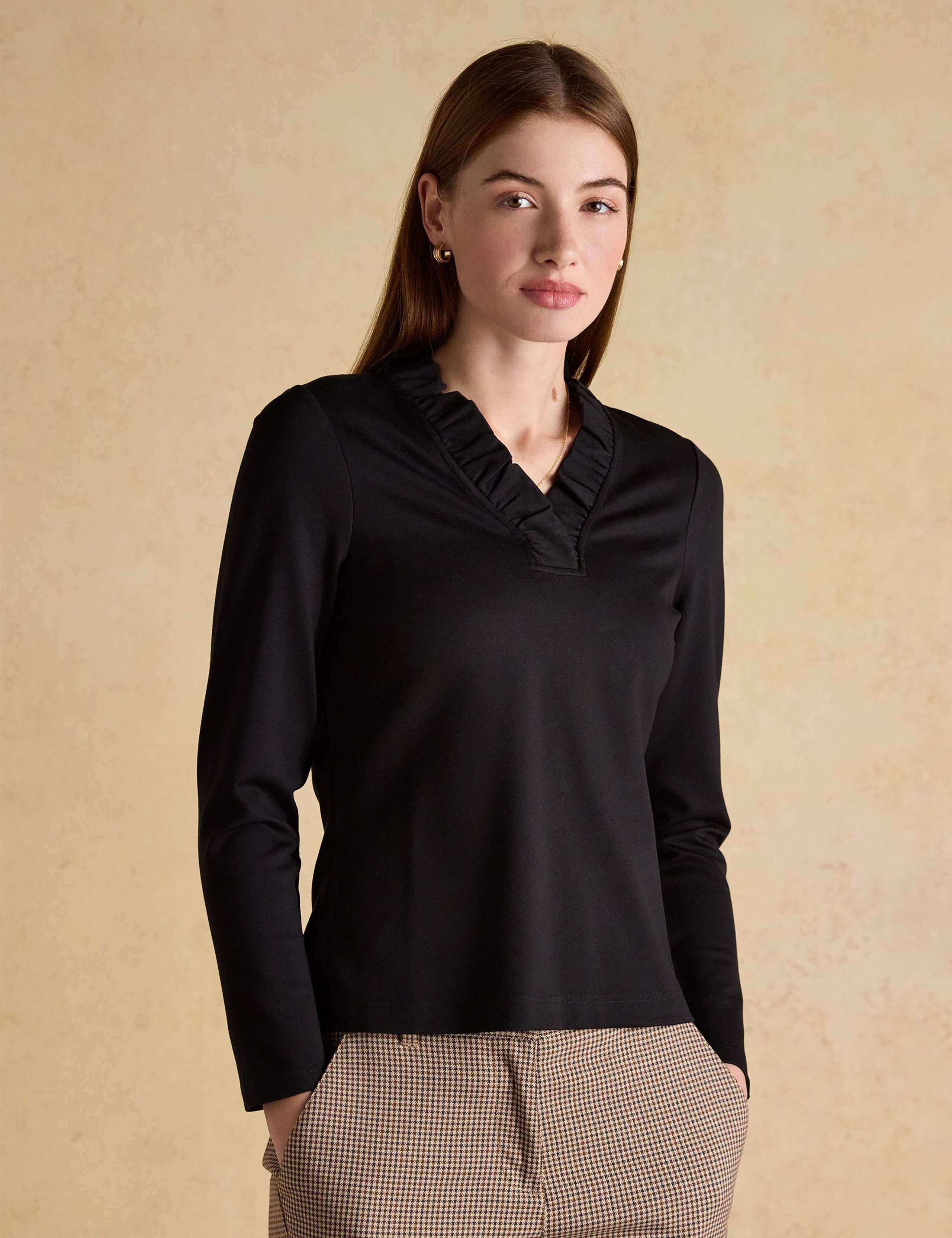 Jersey Frill V-Neck Top 3 of 6