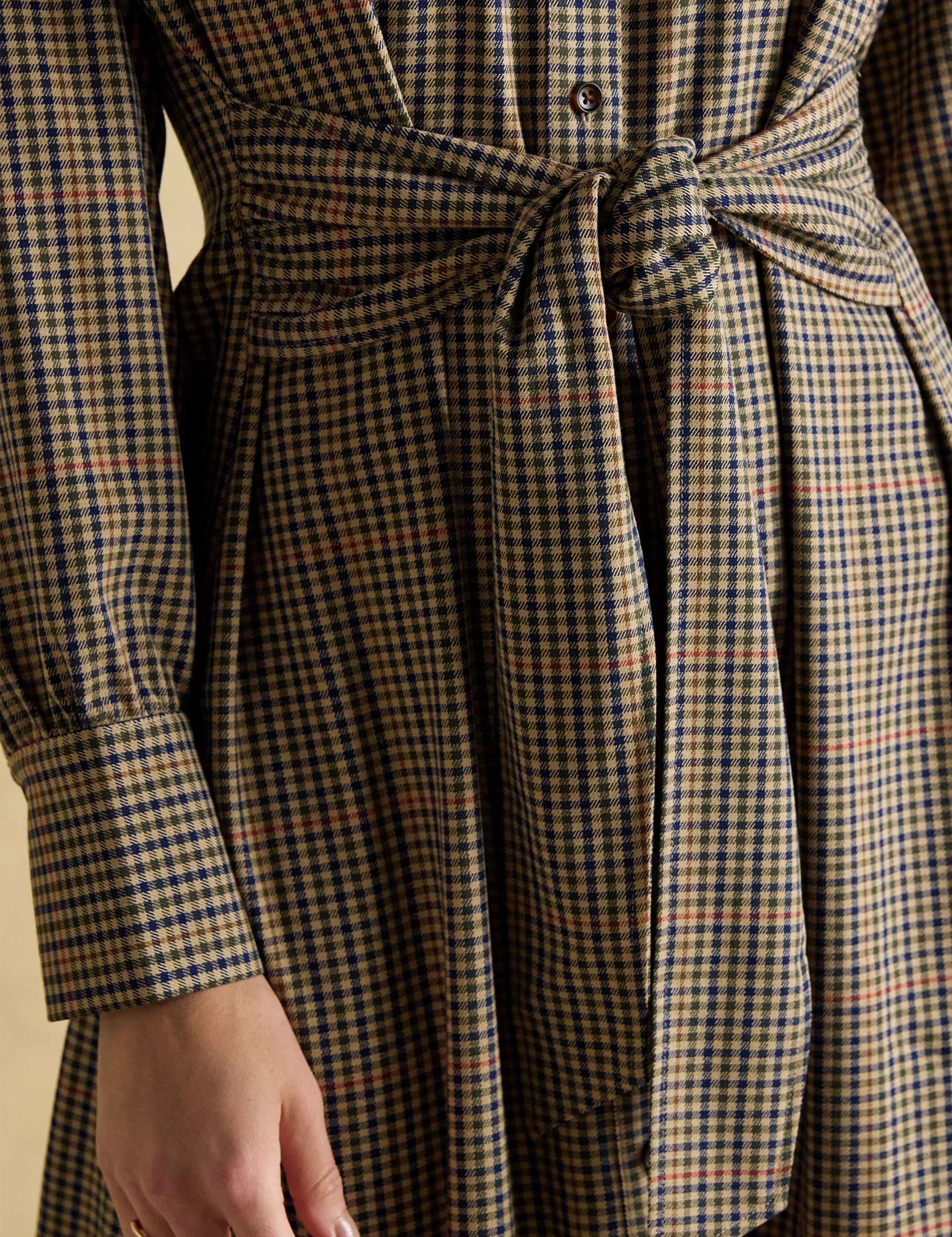 Checked Collared Belted Midi Skater Dress 6 of 7