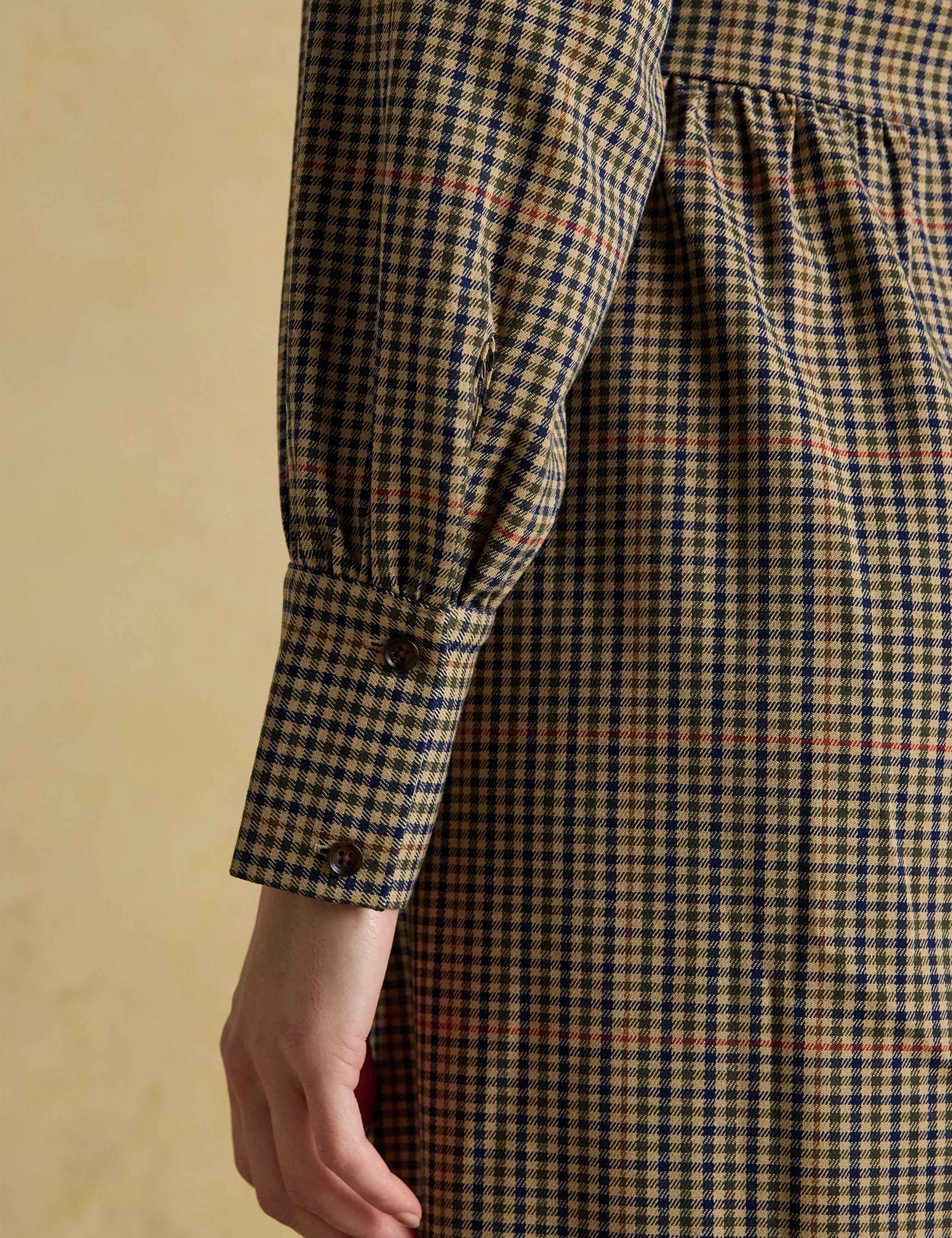 Checked Collared Belted Midi Skater Dress 7 of 7