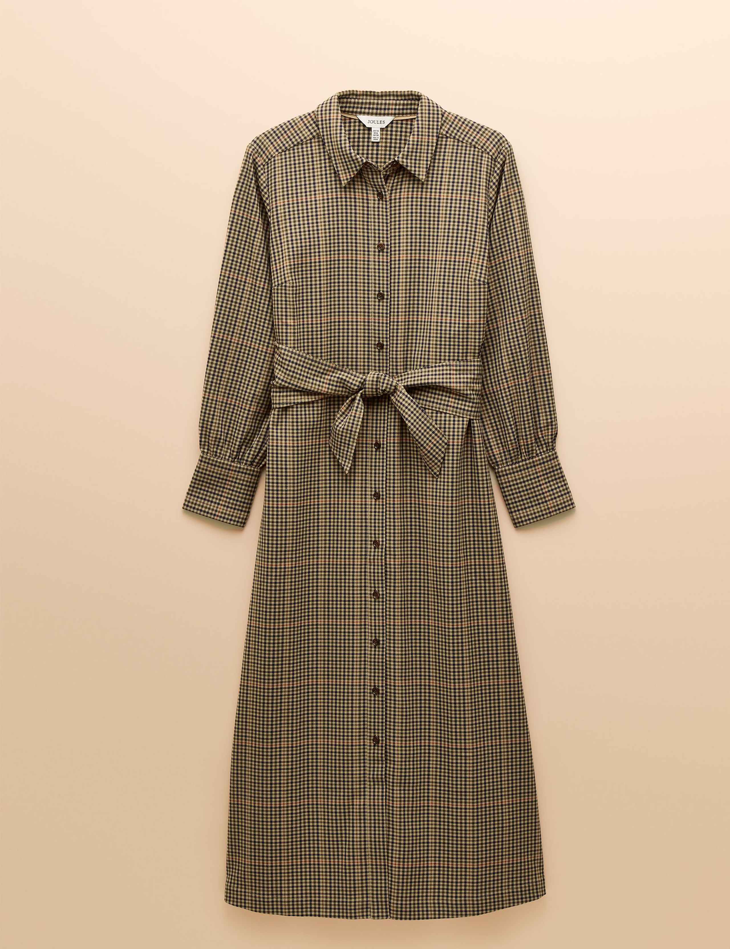 Checked Collared Belted Midi Skater Dress 2 of 7