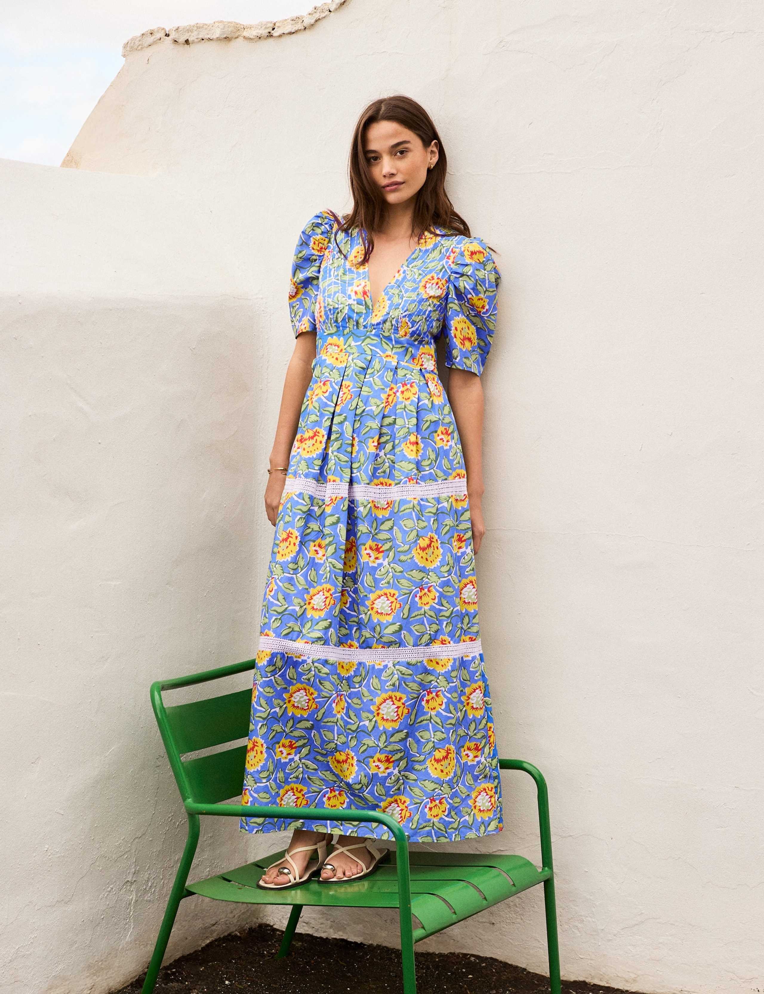 Pure Cotton Floral V-Neck Midaxi Dress by RO&ZO at M&S