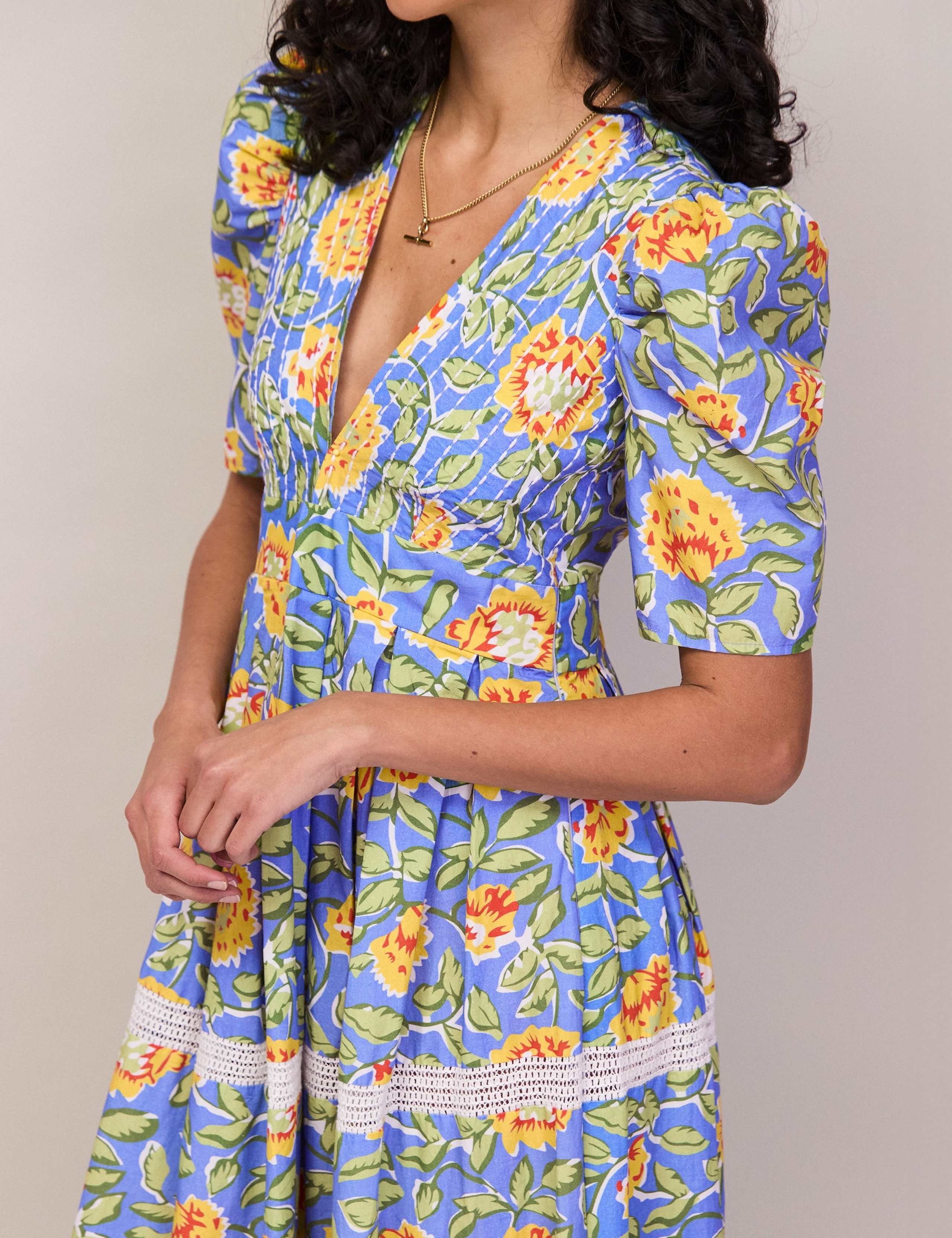 Pure Cotton Floral V-Neck Midaxi Dress 5 of 8