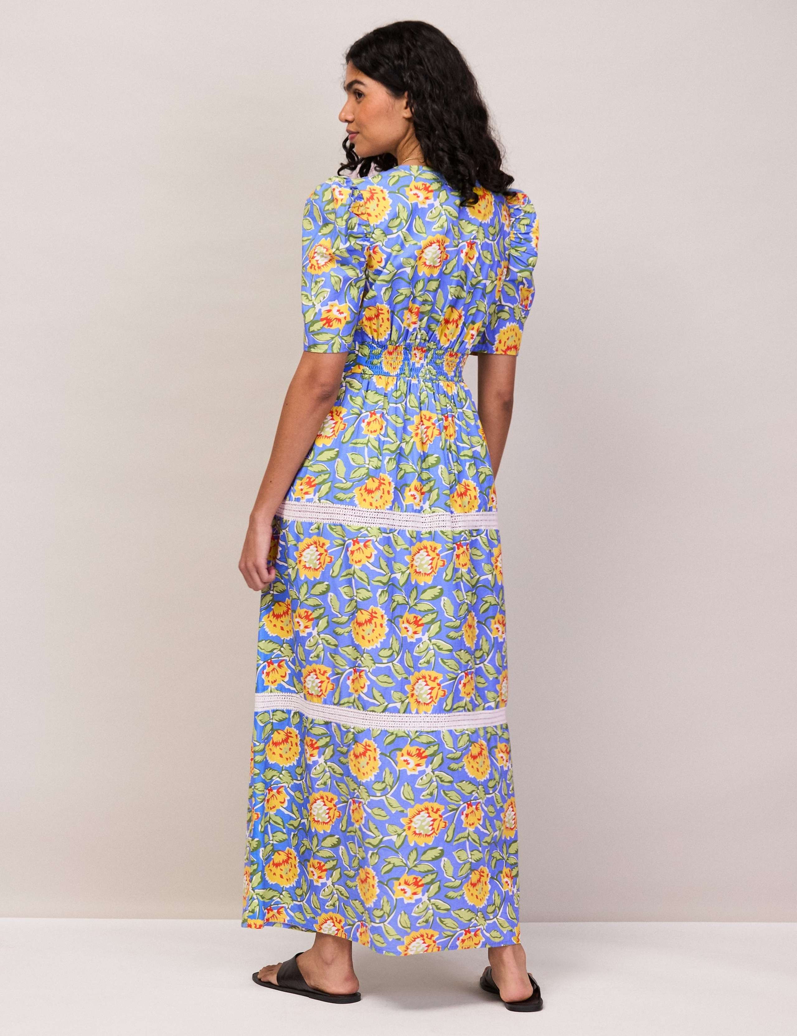 Pure Cotton Floral V-Neck Midaxi Dress by RO&ZO at M&S