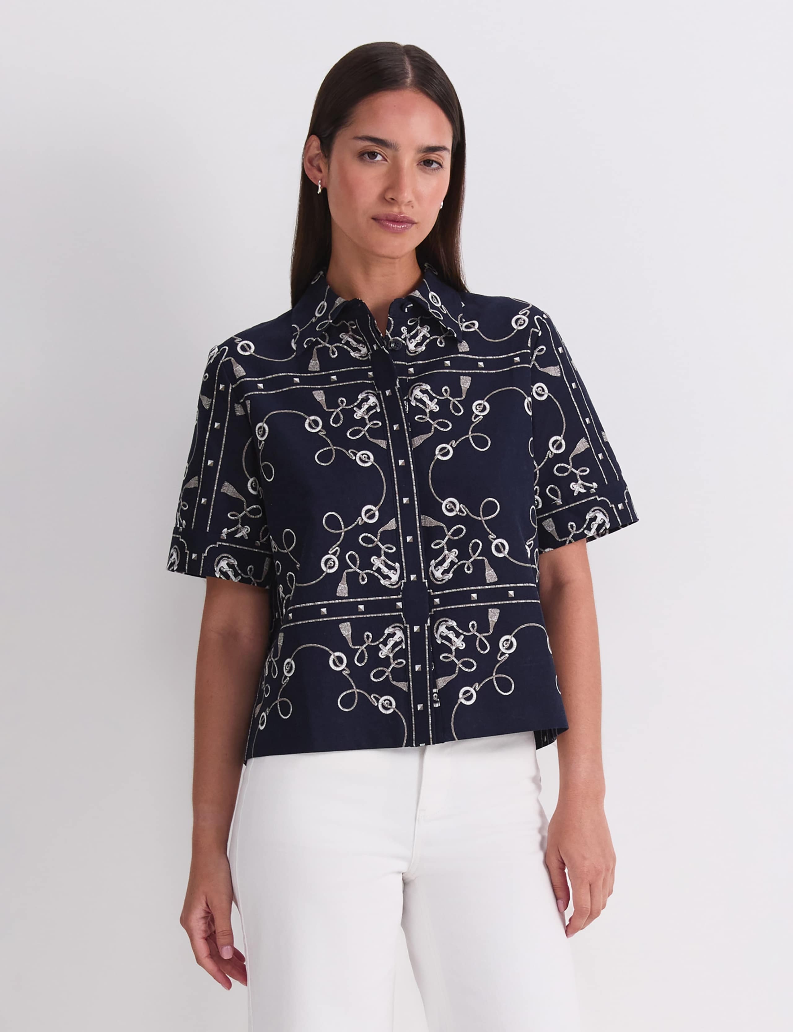 Linen Rich Printed Blouse 1 of 7