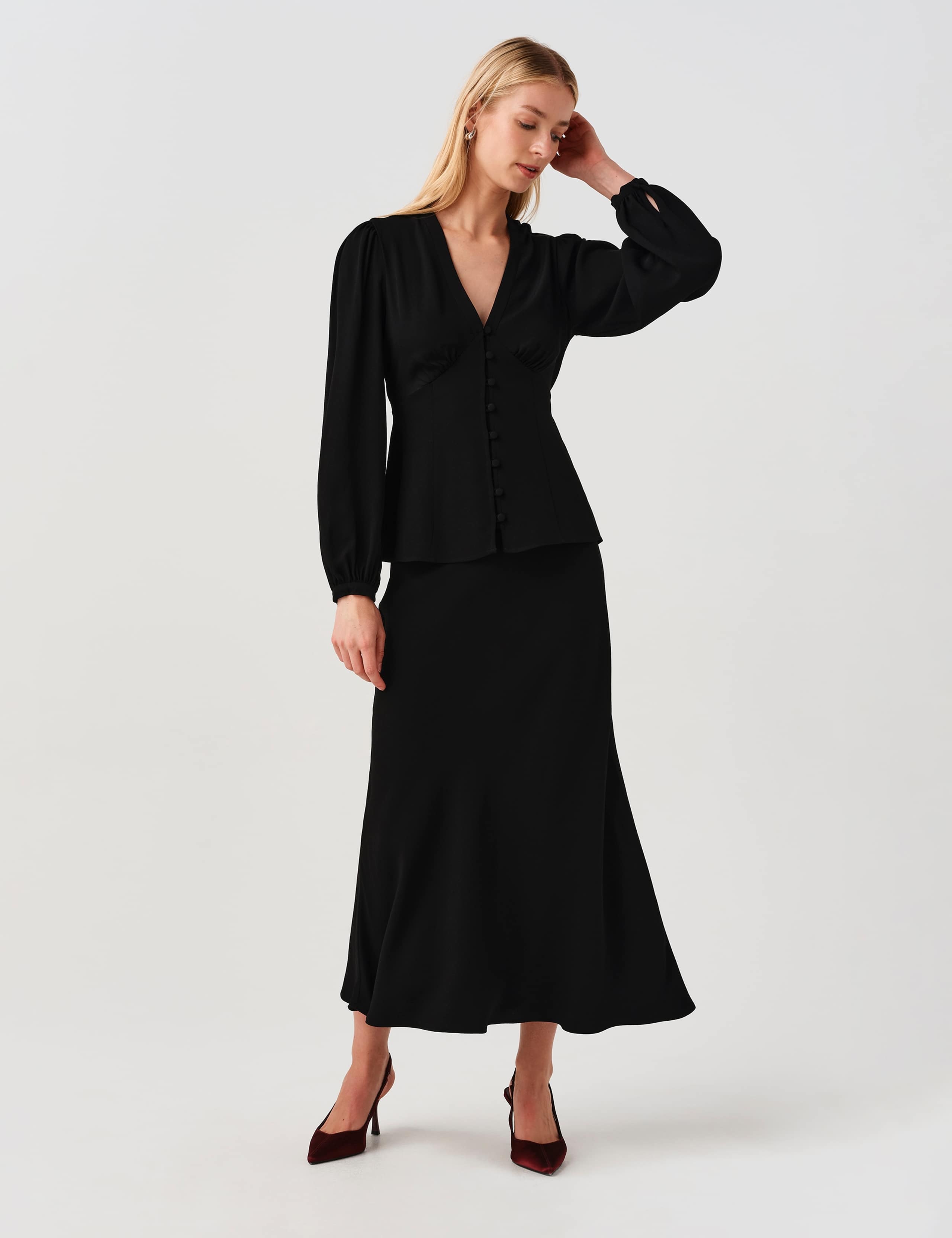 V Neck Button Through Blouse 7 of 9