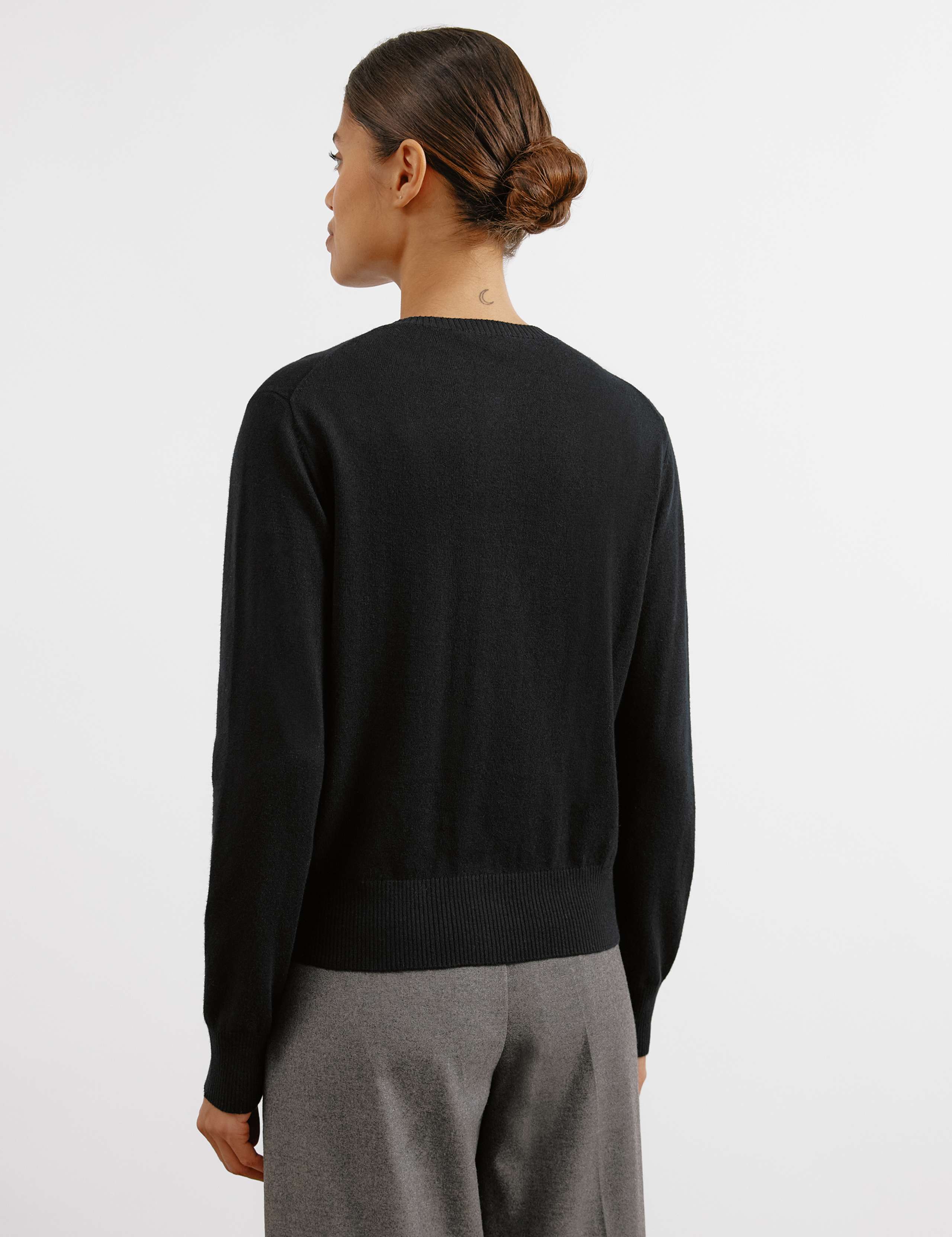 Cotton Blend Crew Neck Cardigan 5 of 5