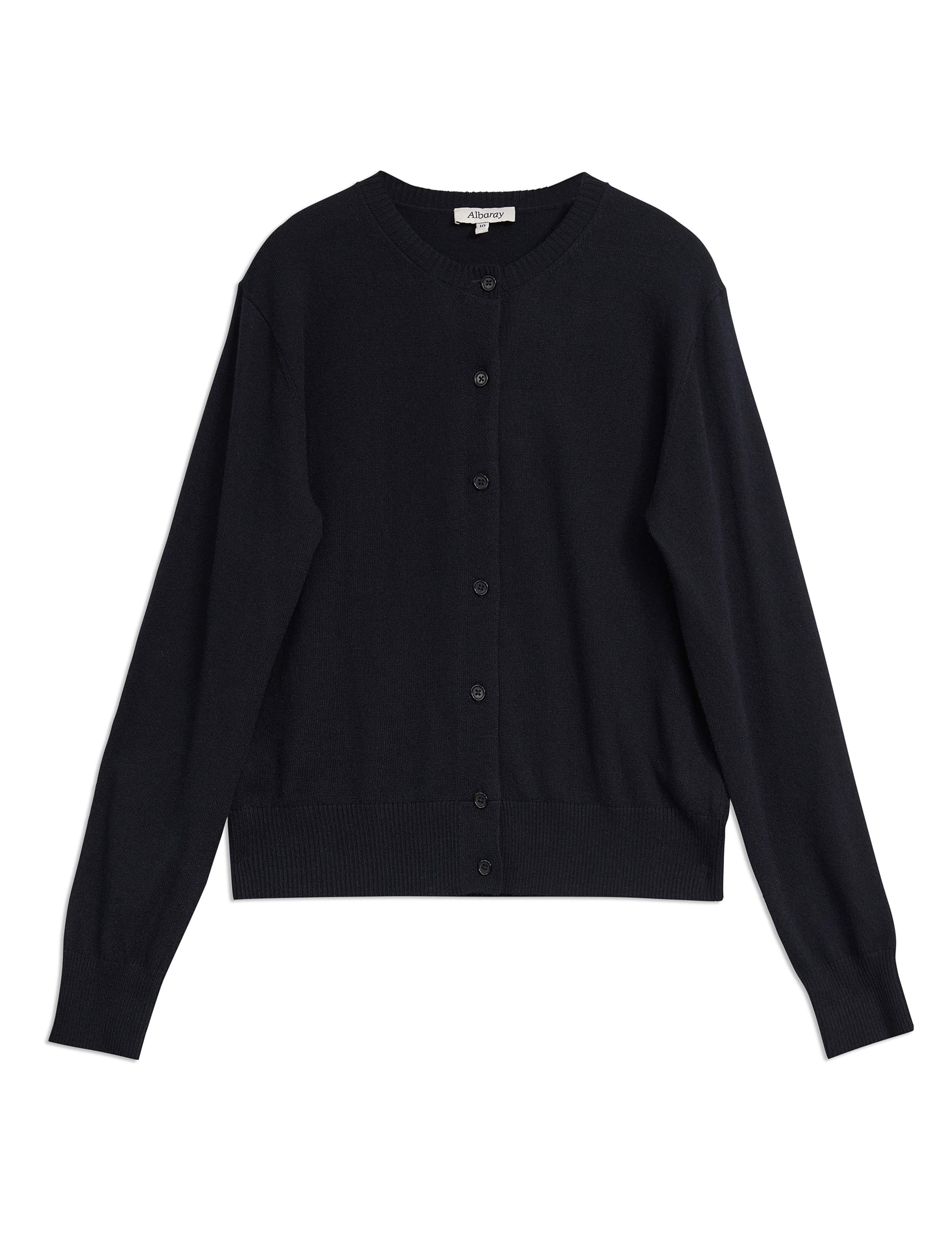 Cotton Blend Crew Neck Cardigan 2 of 5