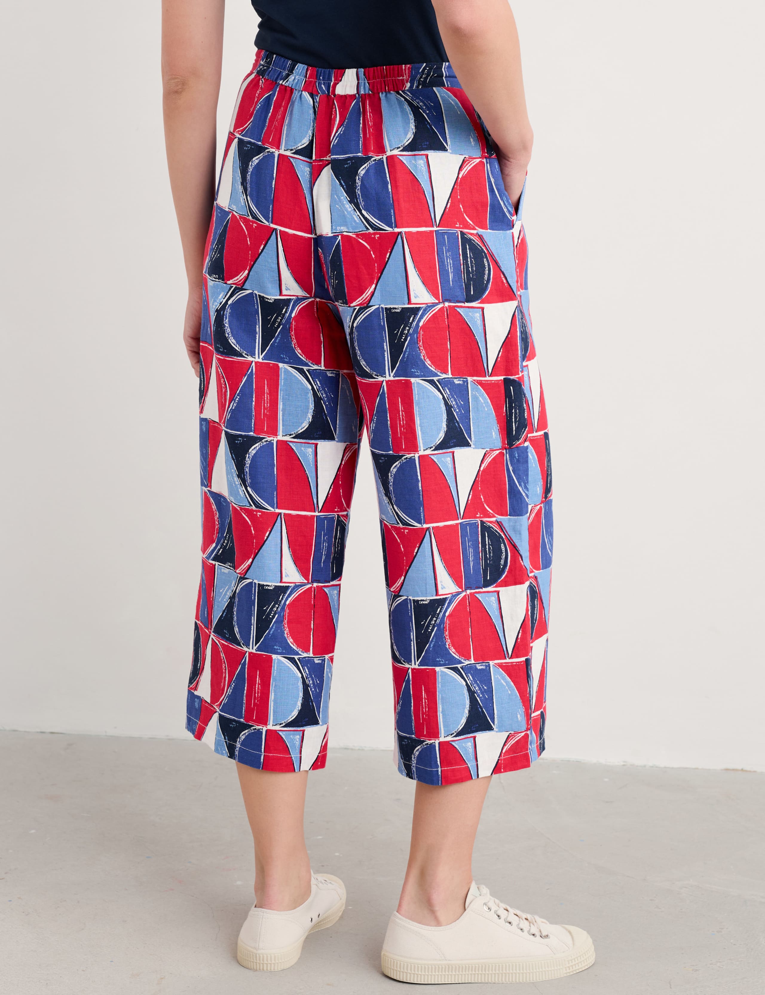 Pure Linen Geometric Wide Leg Culottes 4 of 4