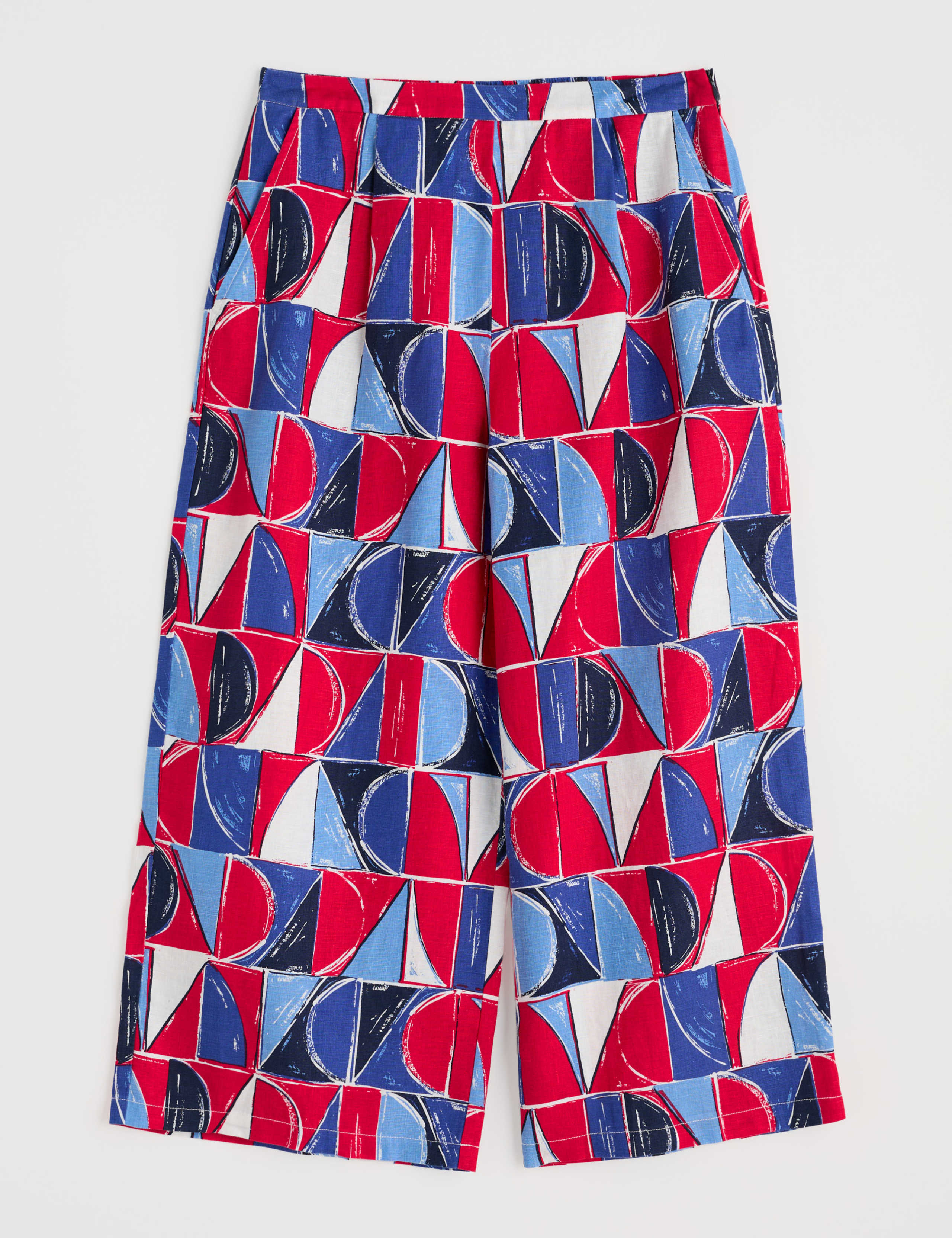 Pure Linen Geometric Wide Leg Culottes 2 of 4