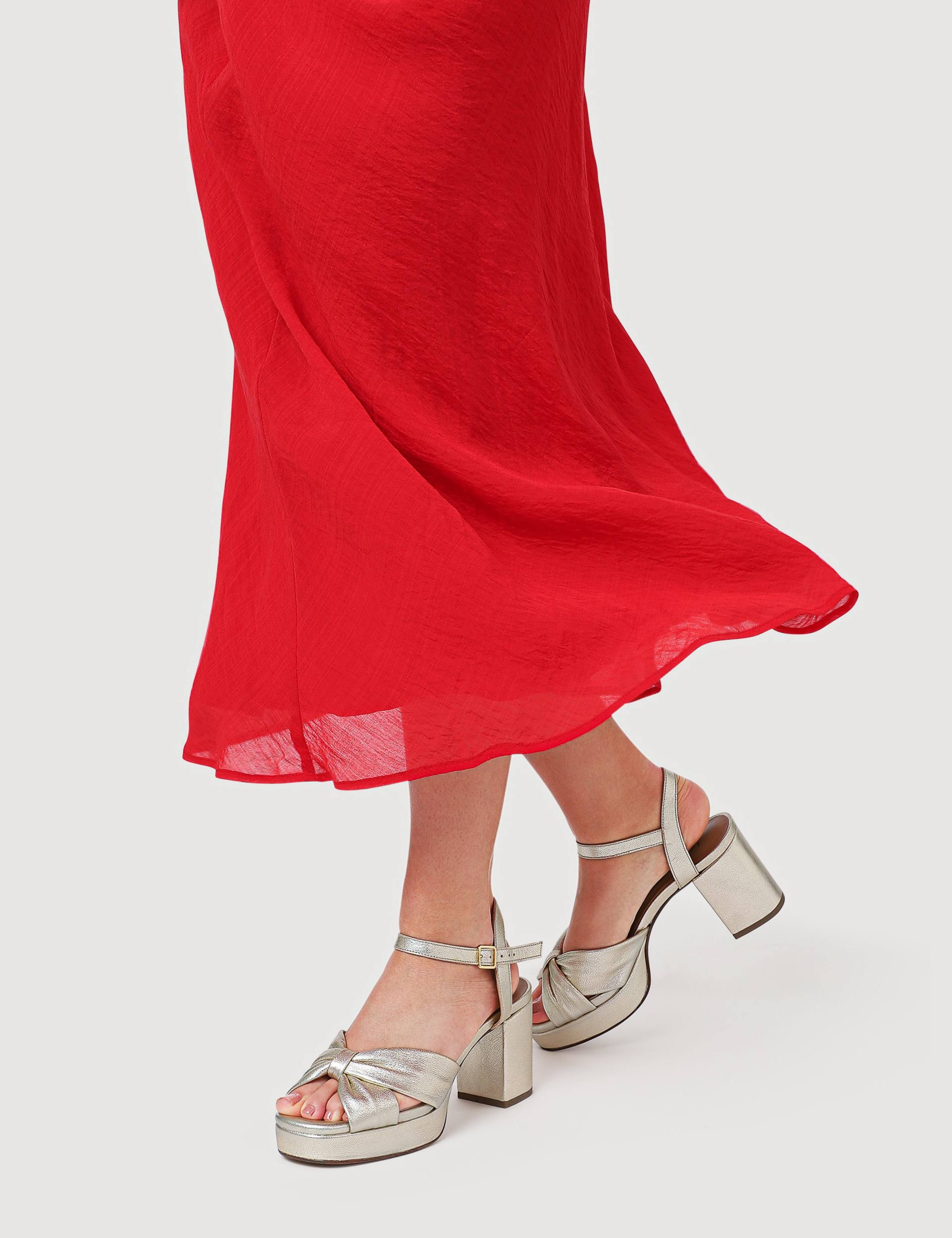 Leather Metallic Platform Block Heel Sandals 2 of 6