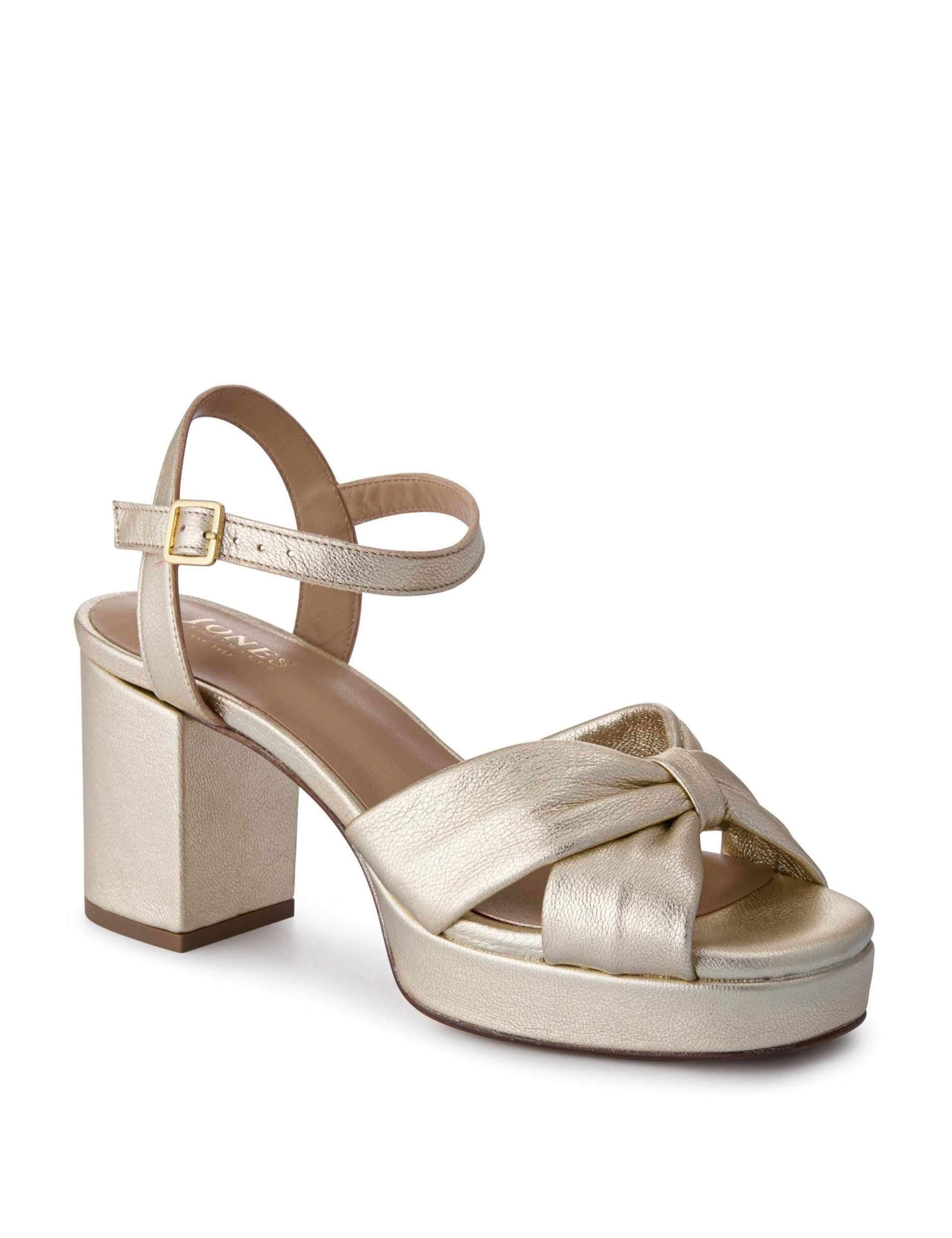 Leather Metallic Platform Block Heel Sandals 3 of 6