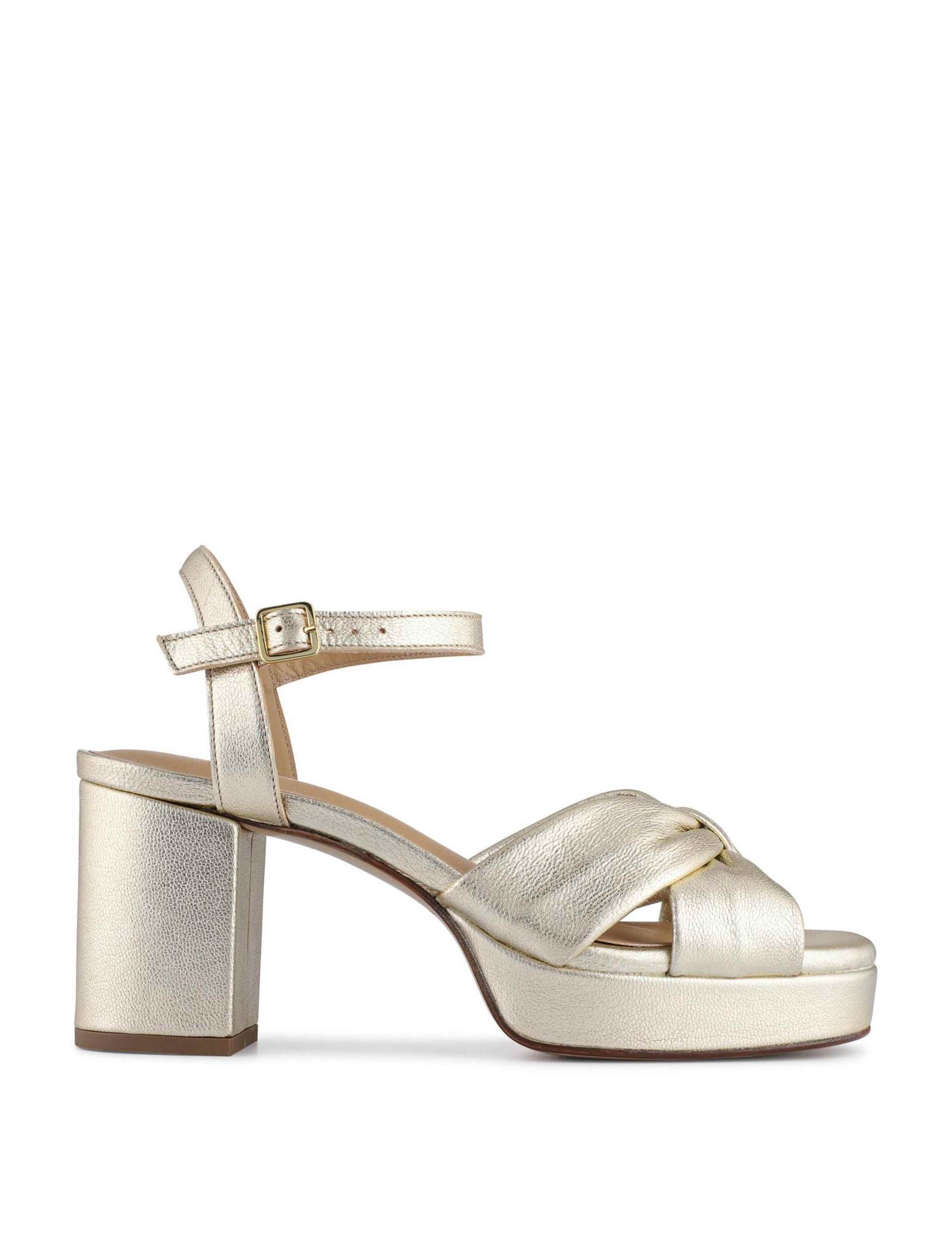 Leather Metallic Platform Block Heel Sandals 2 of 7