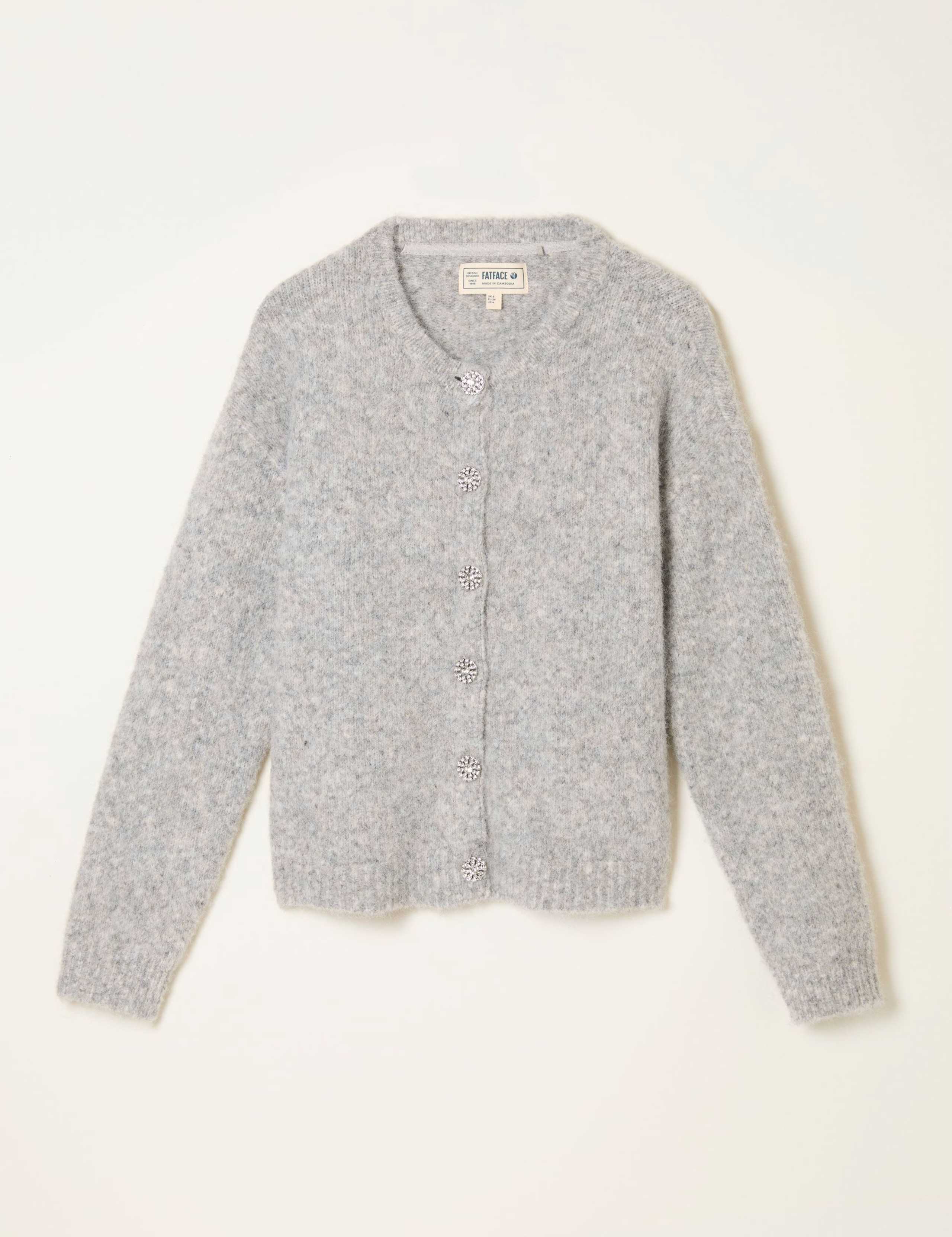 Textured Crew Neck Cardigan with Wool 2 of 6