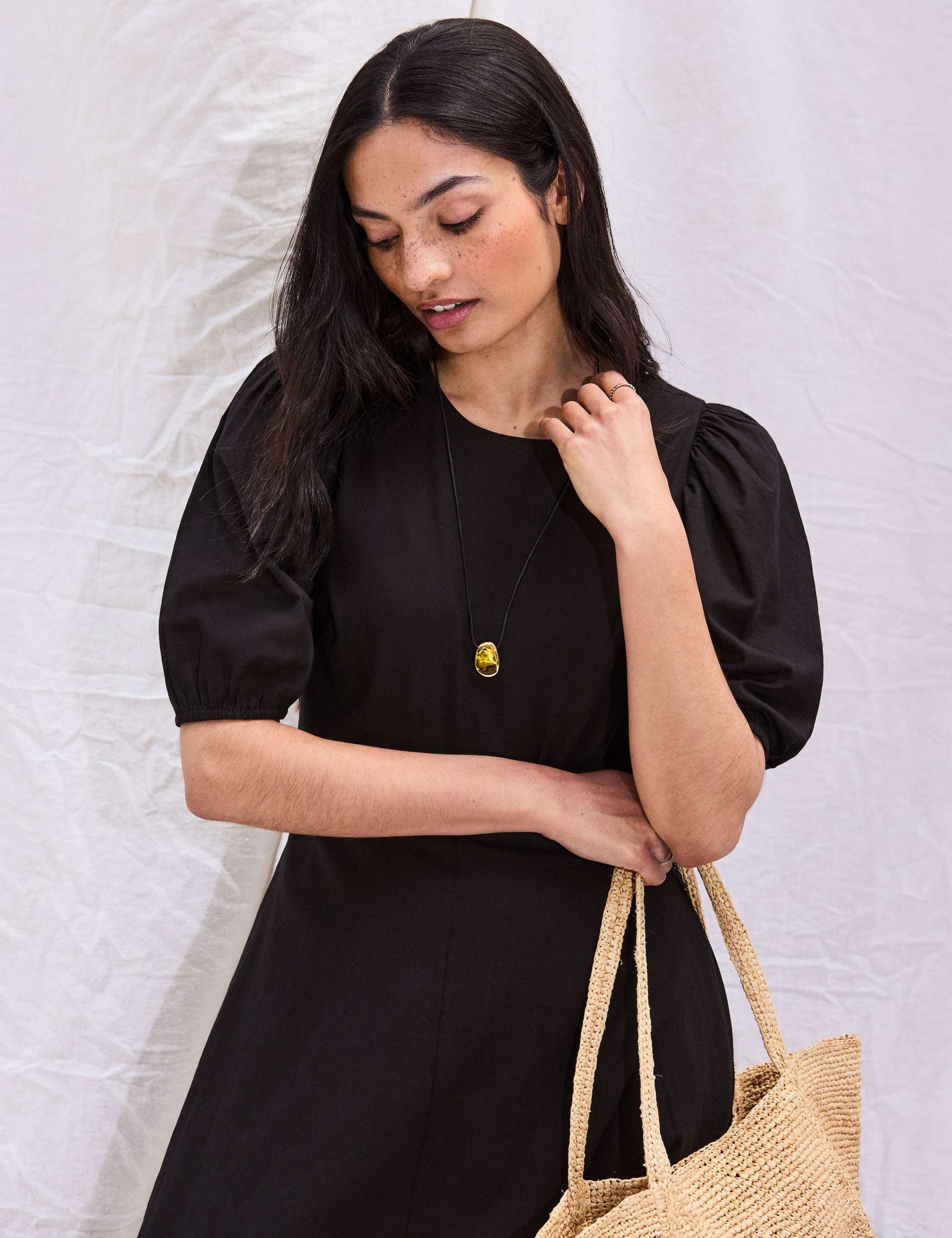 Pure Cotton Puff Sleeve Midaxi Waisted Dress 6 of 6