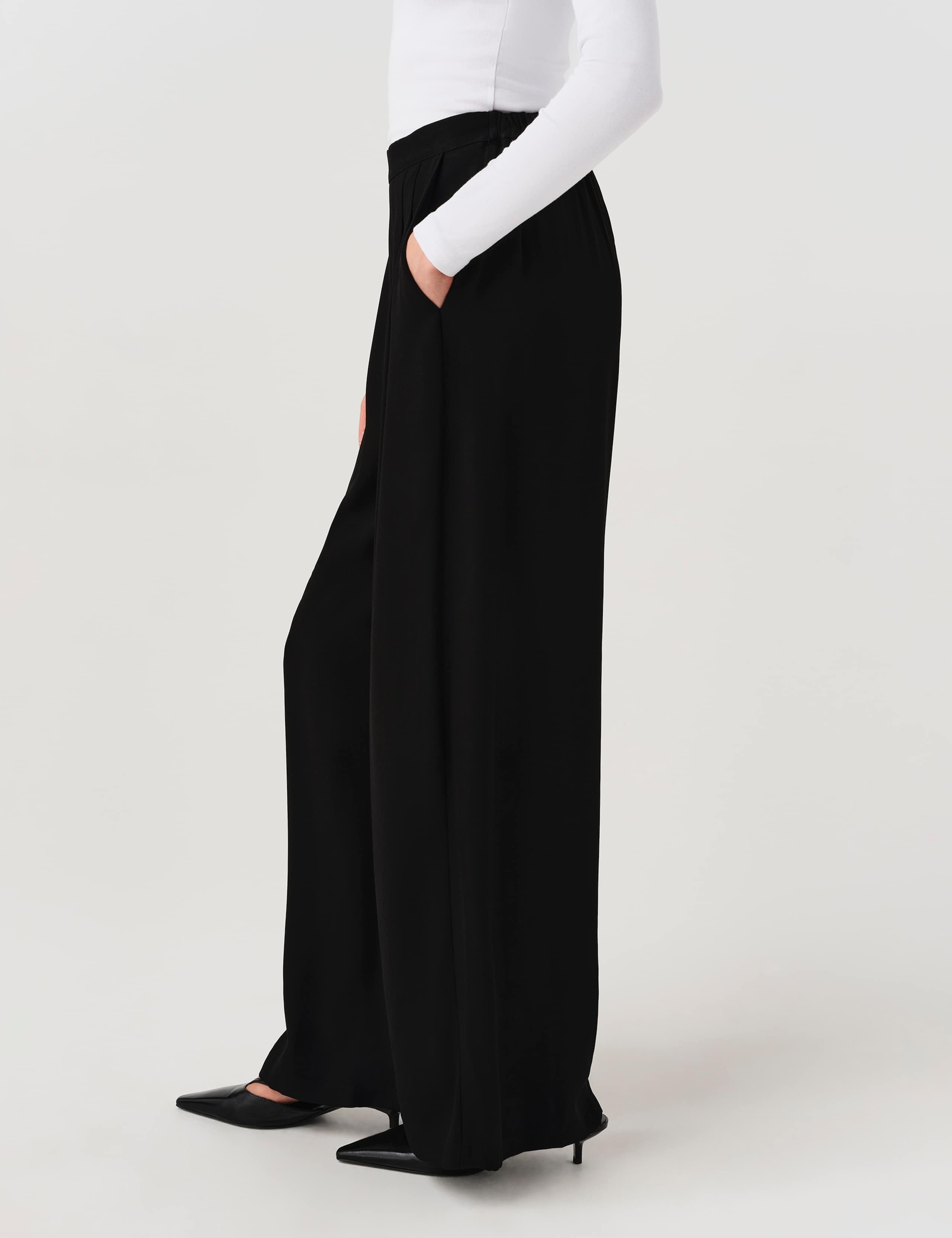 Crepe Pleat Front Wide Leg Trousers 2 of 7