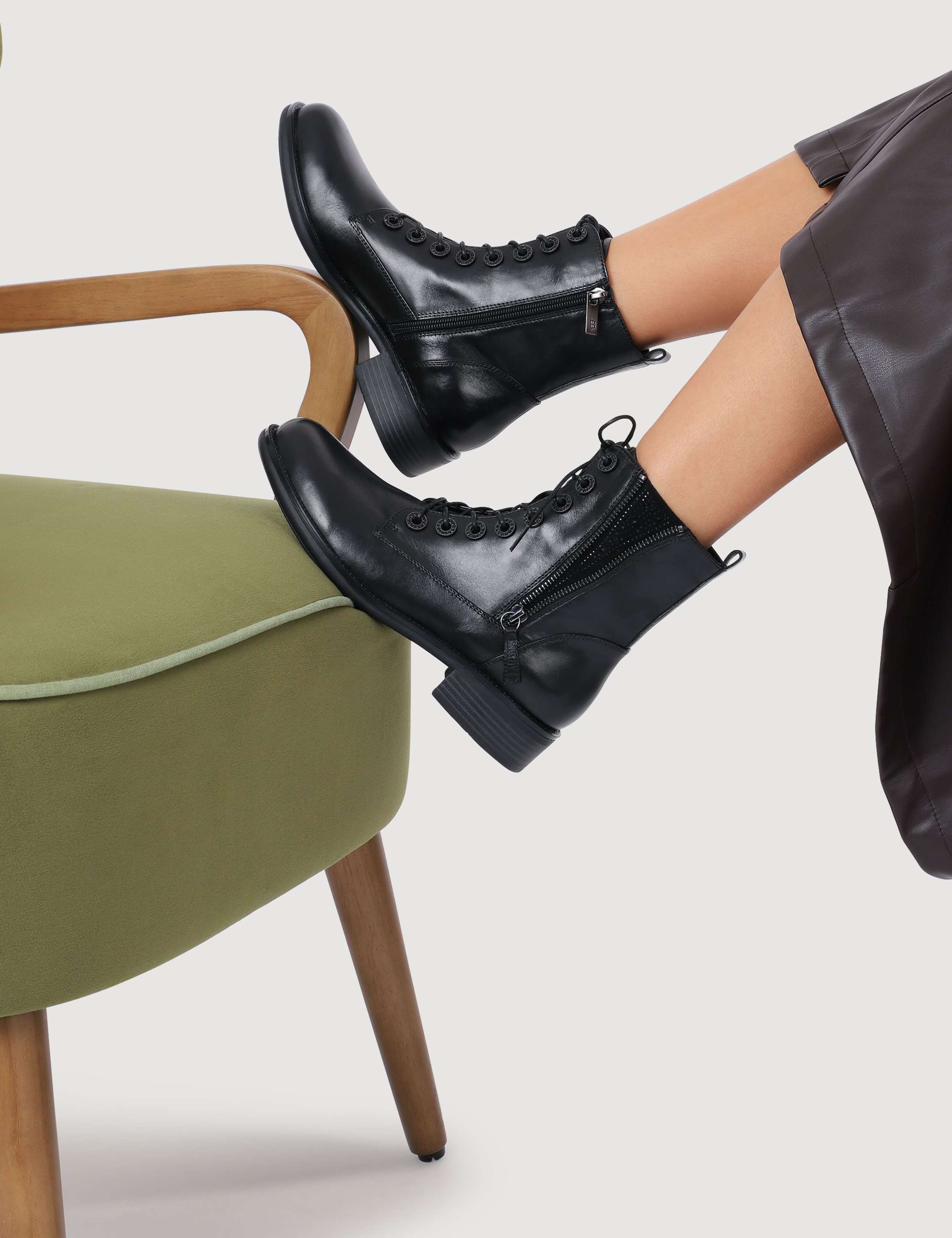 Leather Block Heel Ankle Boots 2 of 6