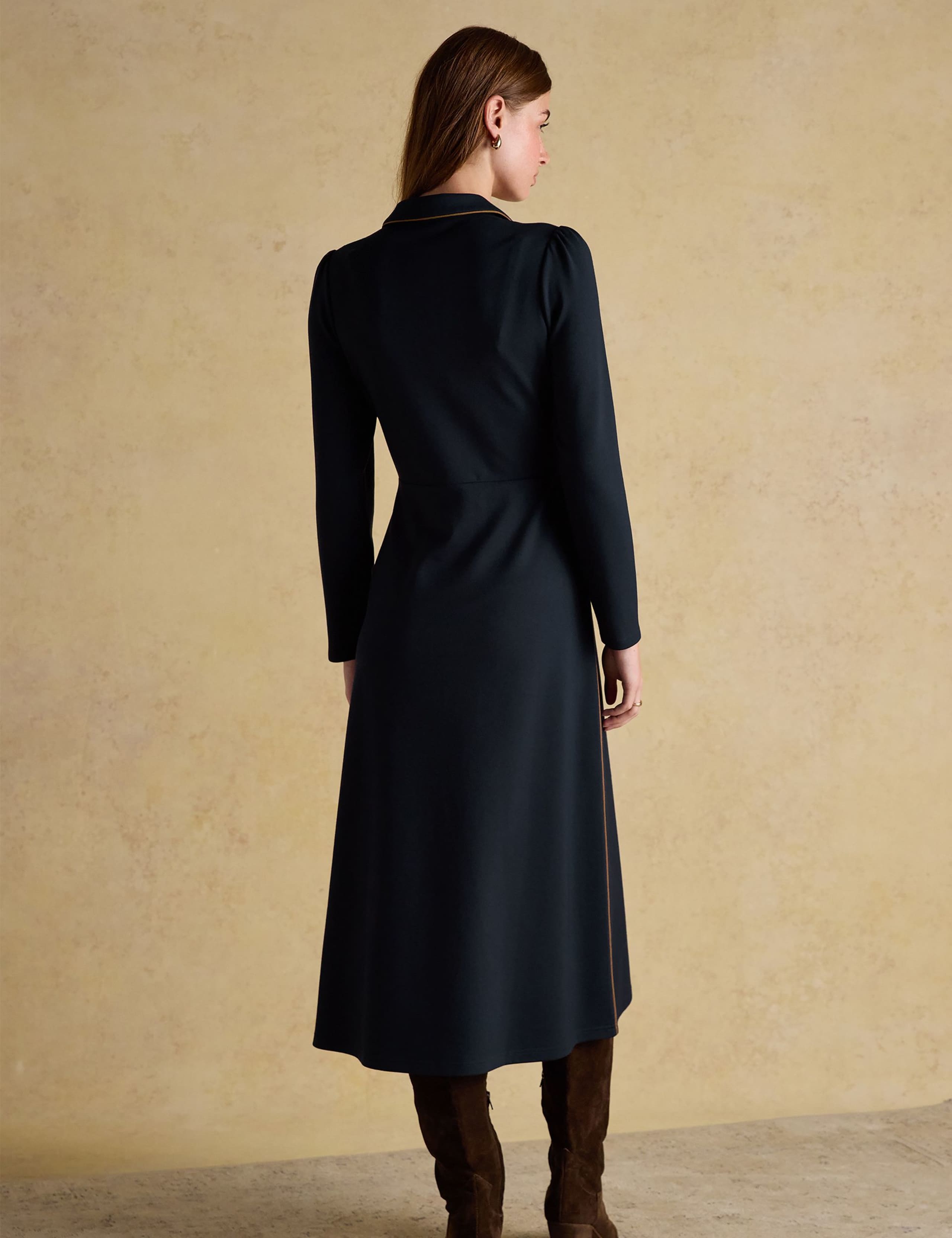 Collared V-Neck Midi Skater Dress 4 of 7