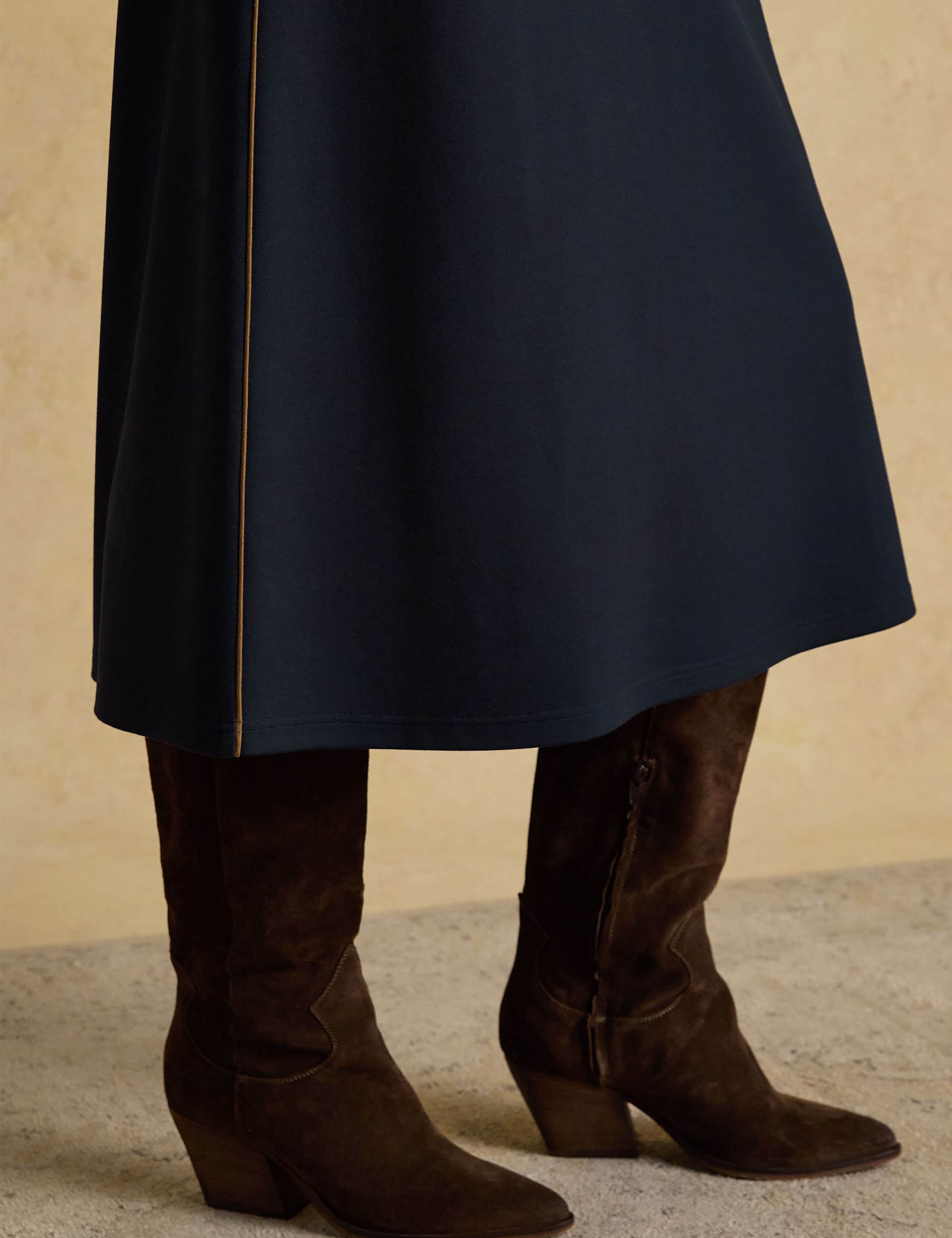 Ponte Zip Front A-Line Midaxi Dress 6 of 7