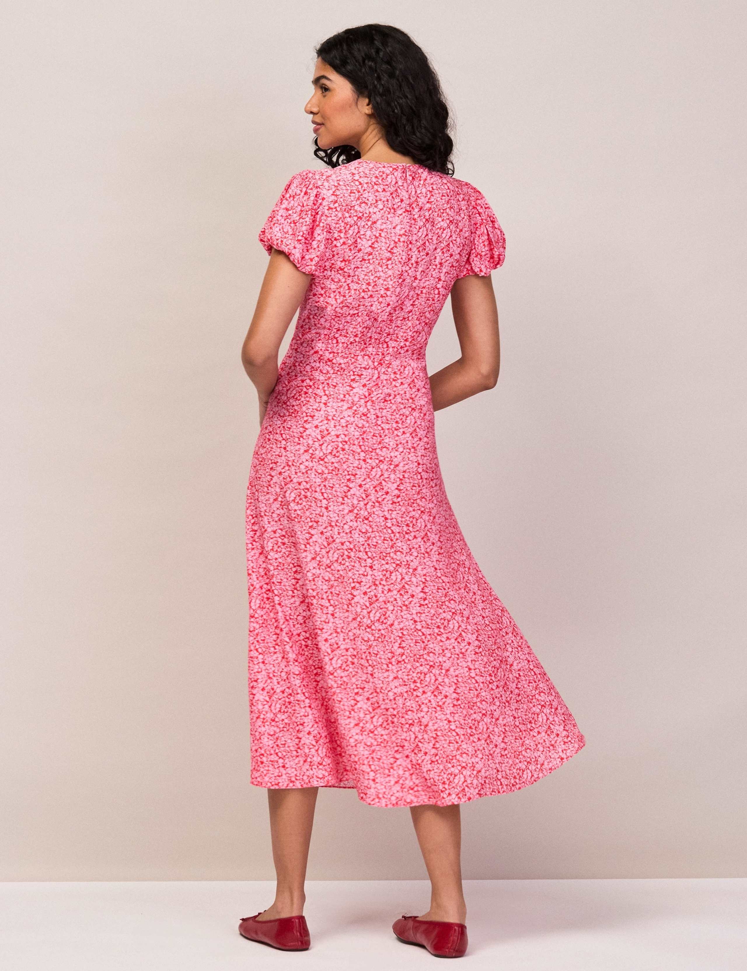 Ditsy Floral Puff Sleeve Midi Tea Dress 3 of 5