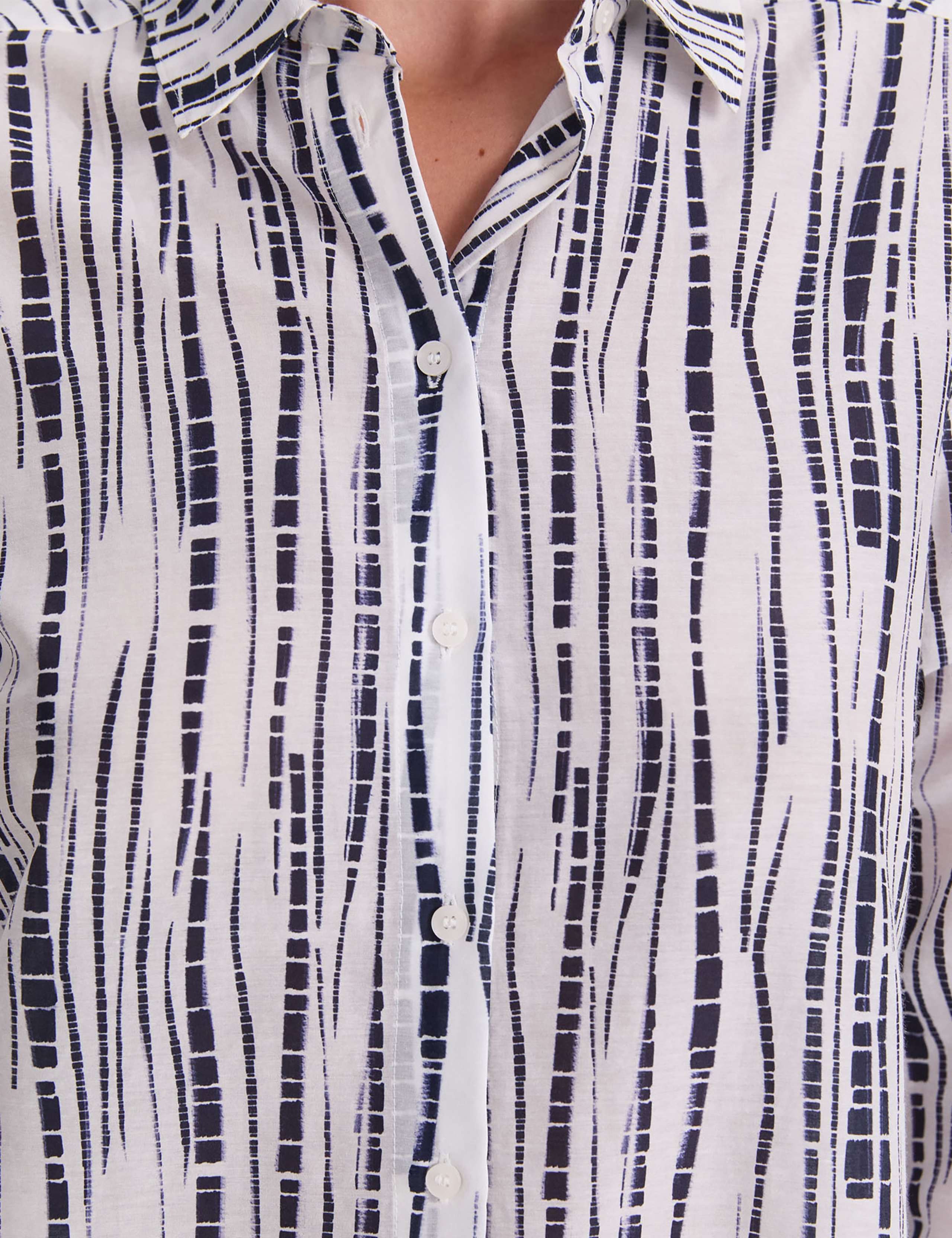 Cotton Silk Blend Geometric Collared Shirt 6 of 7