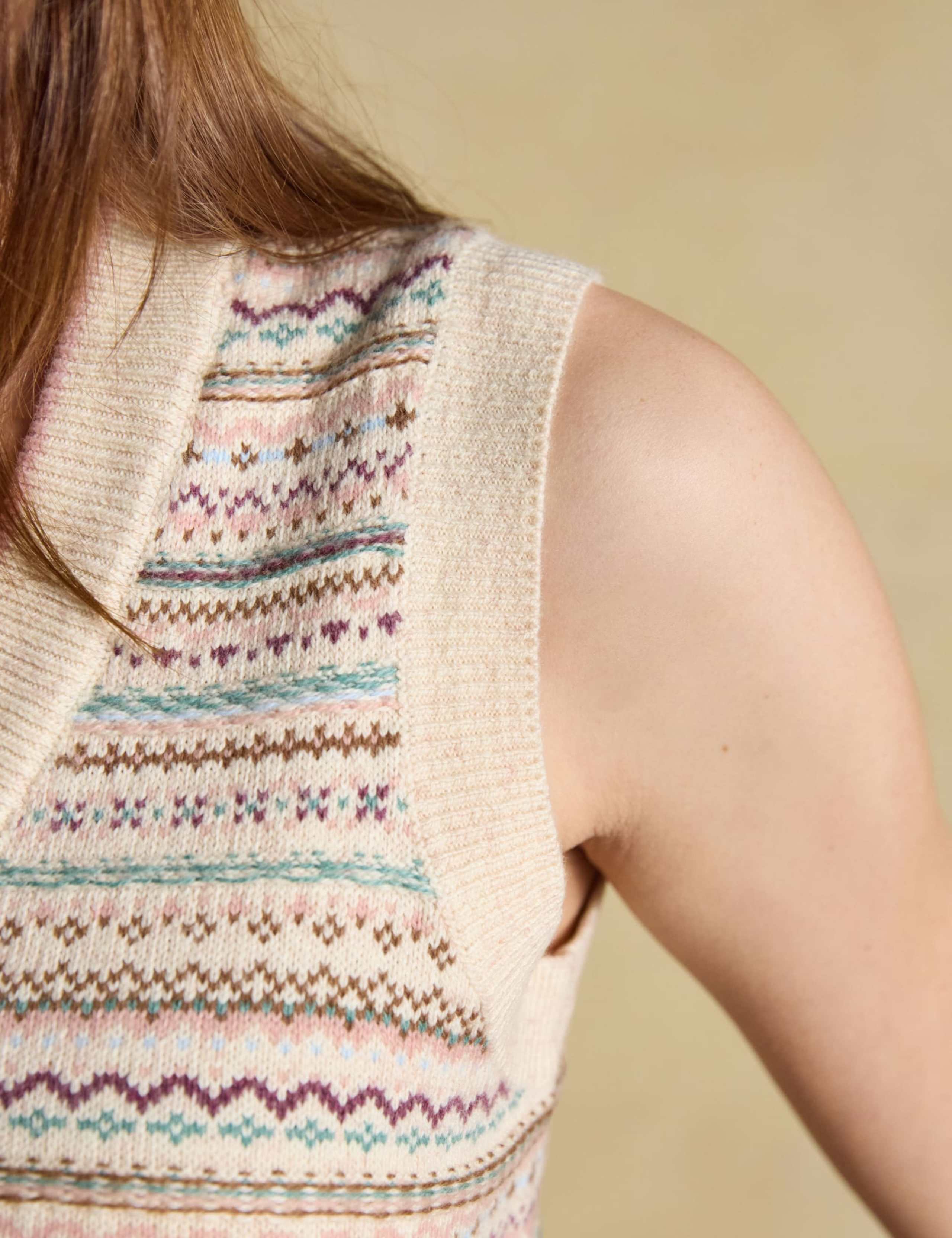 Cotton Rich Fair Isle Knitted Vest with Wool 2 of 9