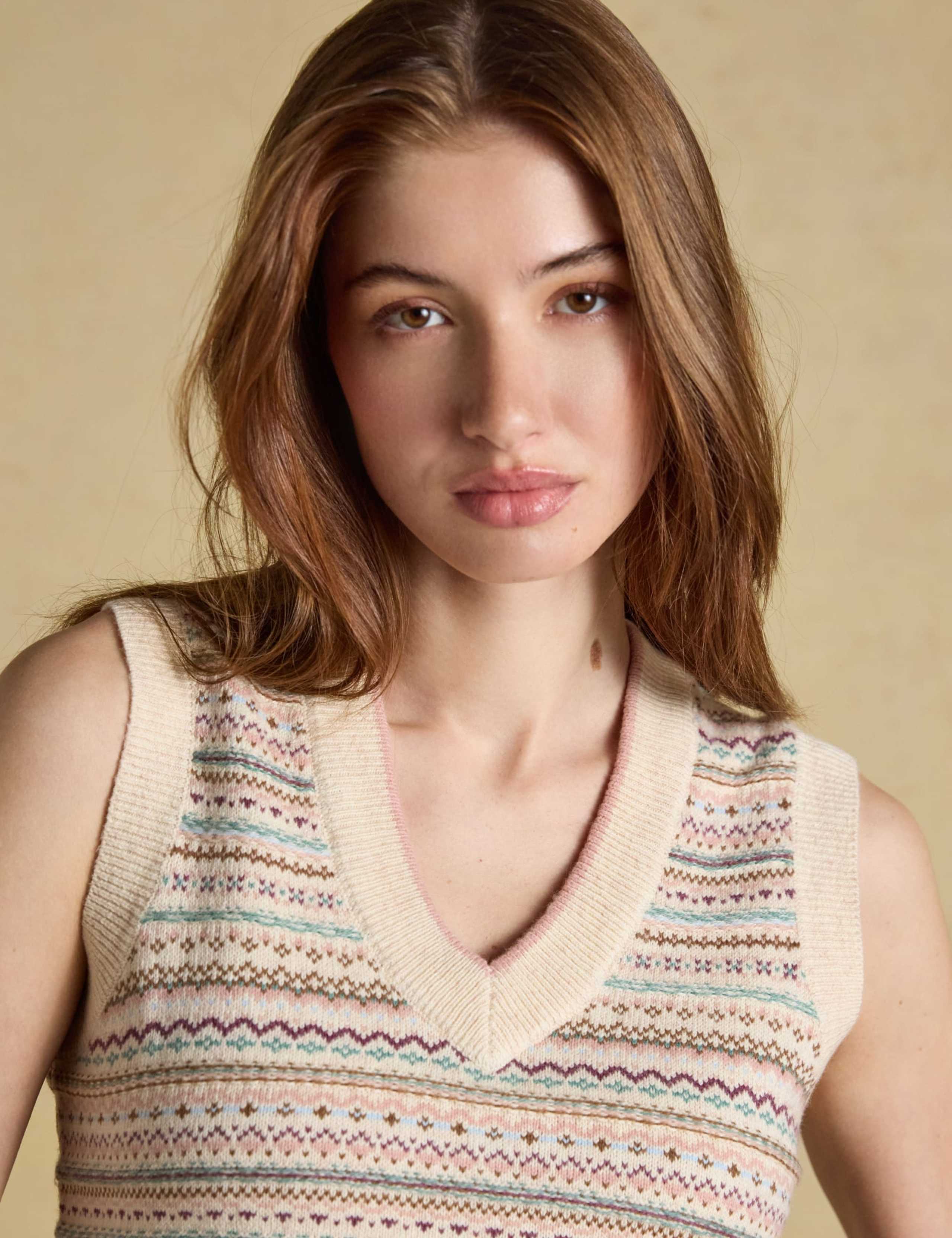 Cotton Rich Fair Isle Knitted Vest with Wool 5 of 9