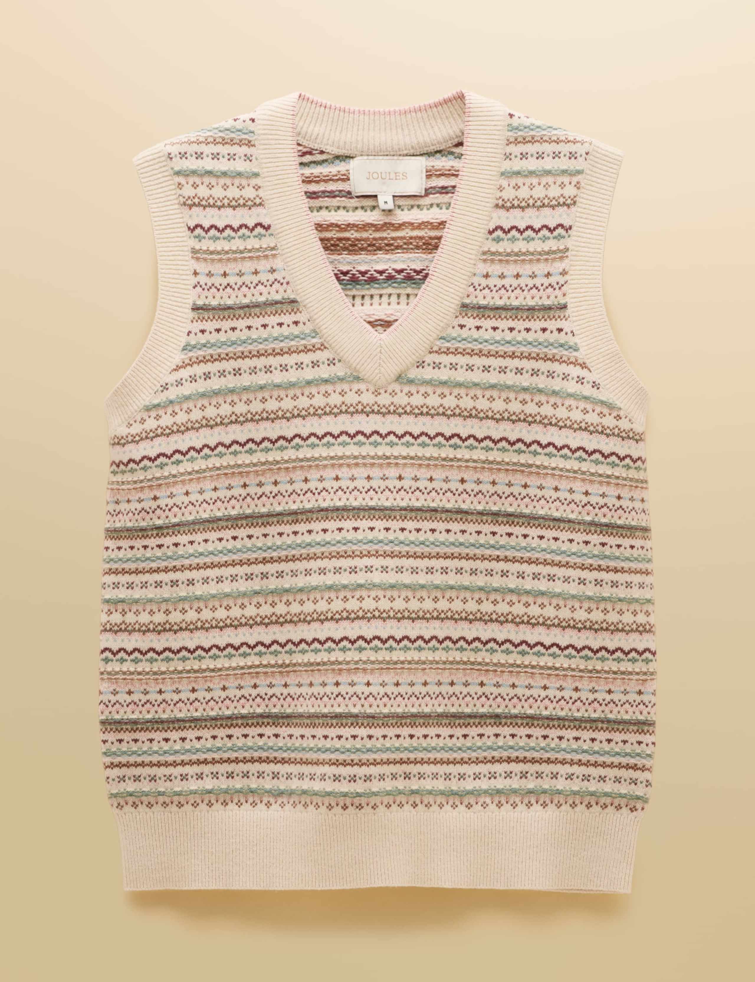 Cotton Rich Fair Isle Knitted Vest with Wool 6 of 9