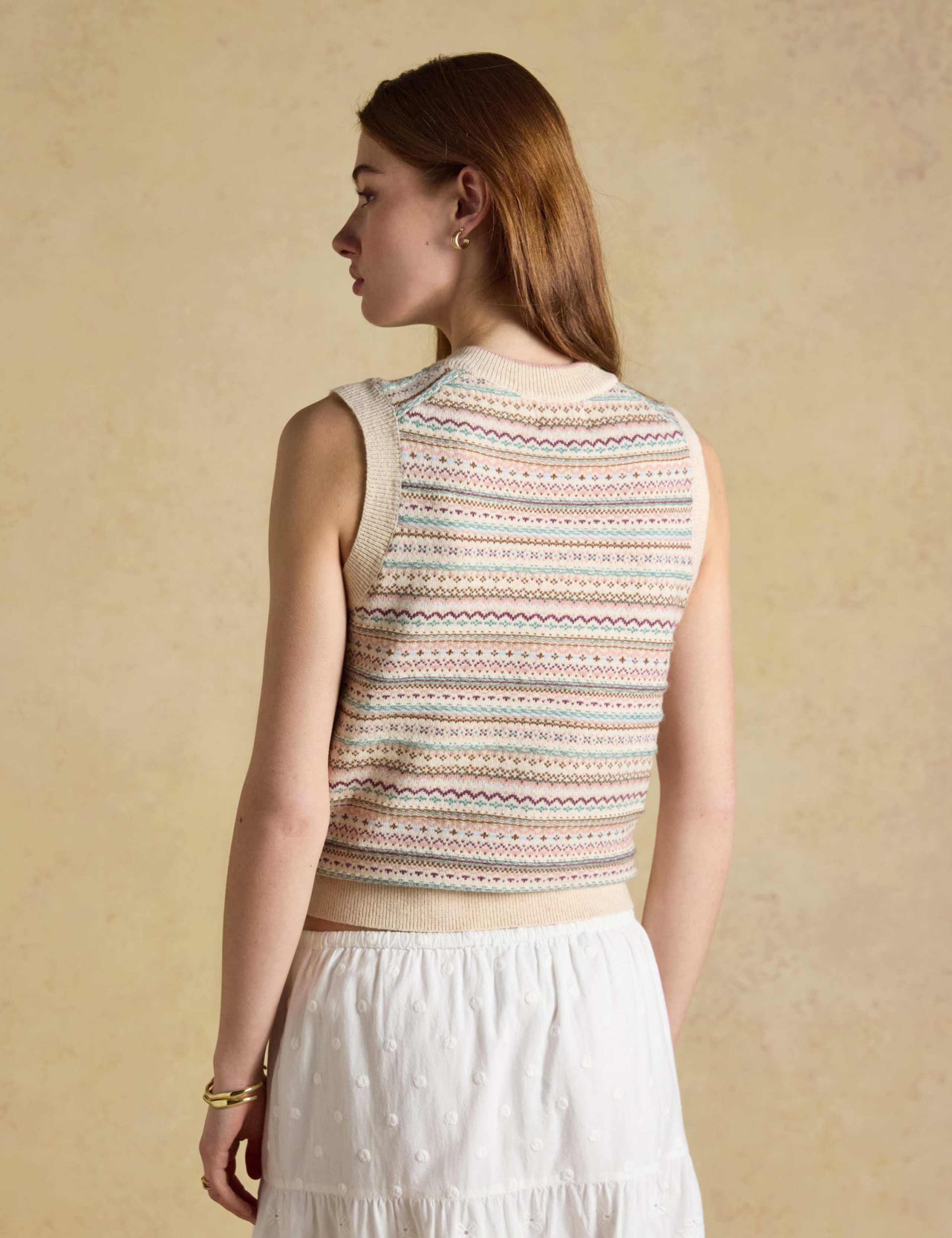 Cotton Rich Fair Isle Knitted Vest with Wool 7 of 9