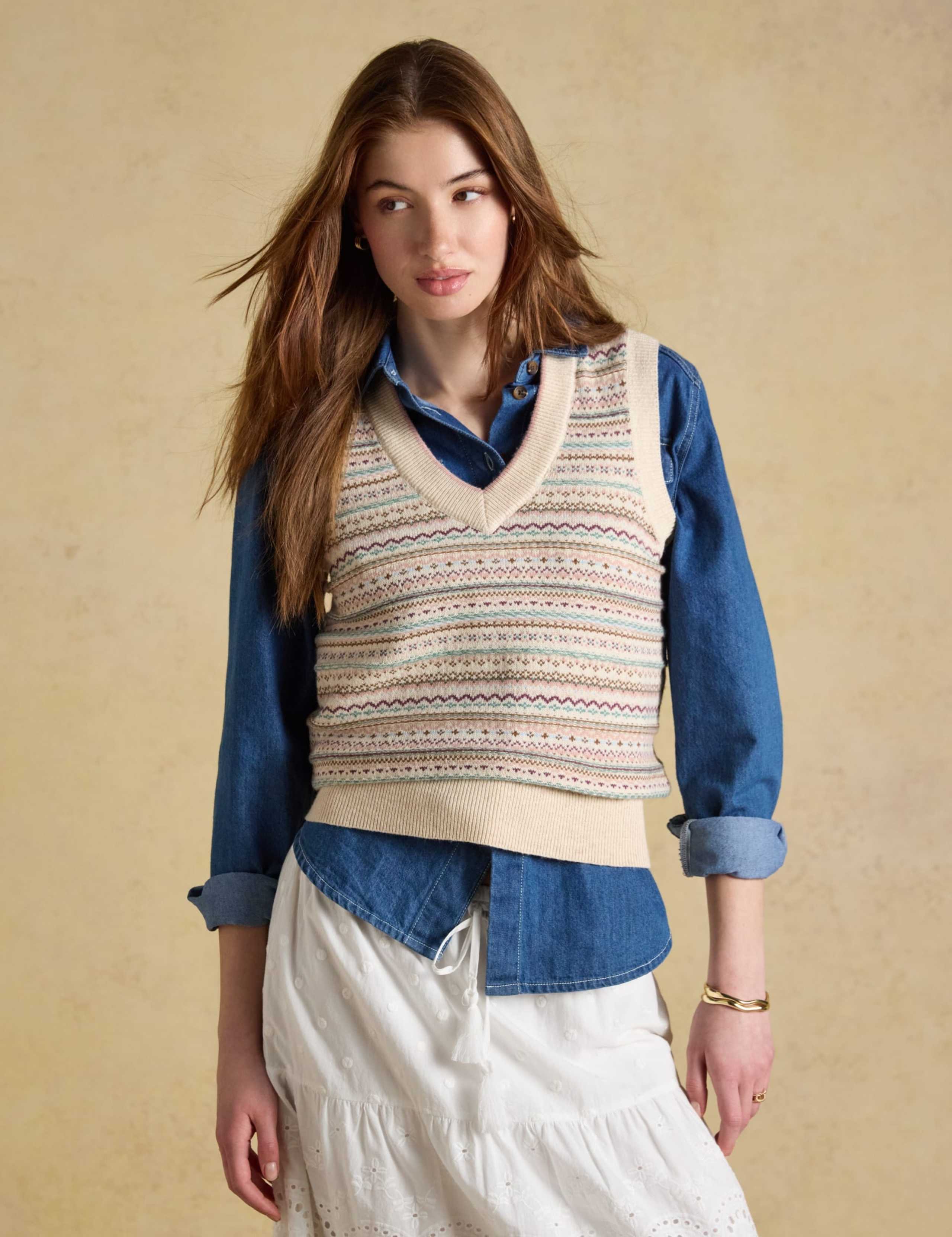 Cotton Rich Fair Isle Knitted Vest with Wool 9 of 9