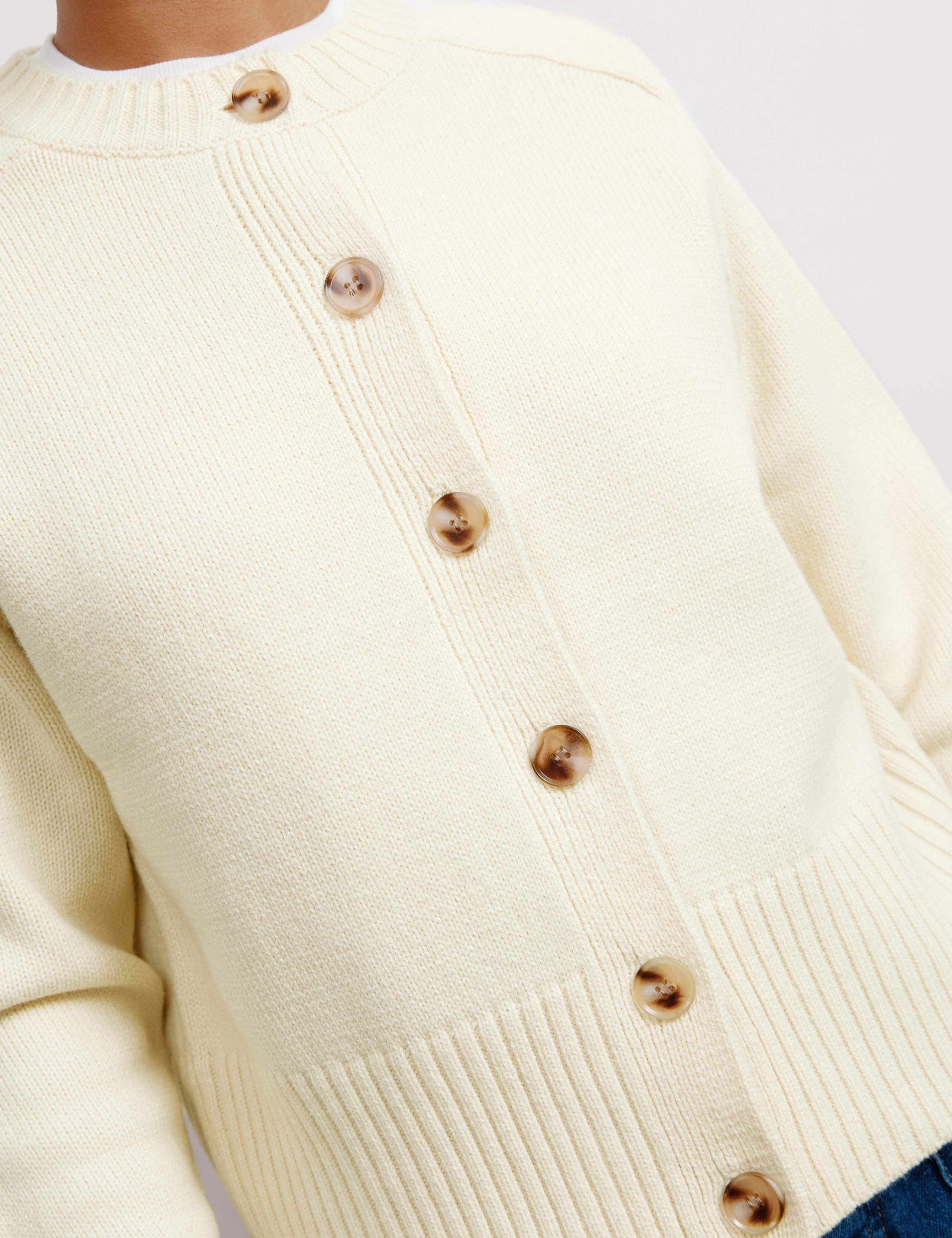 Crew Neck Button Through Cardigan with Wool 5 of 5
