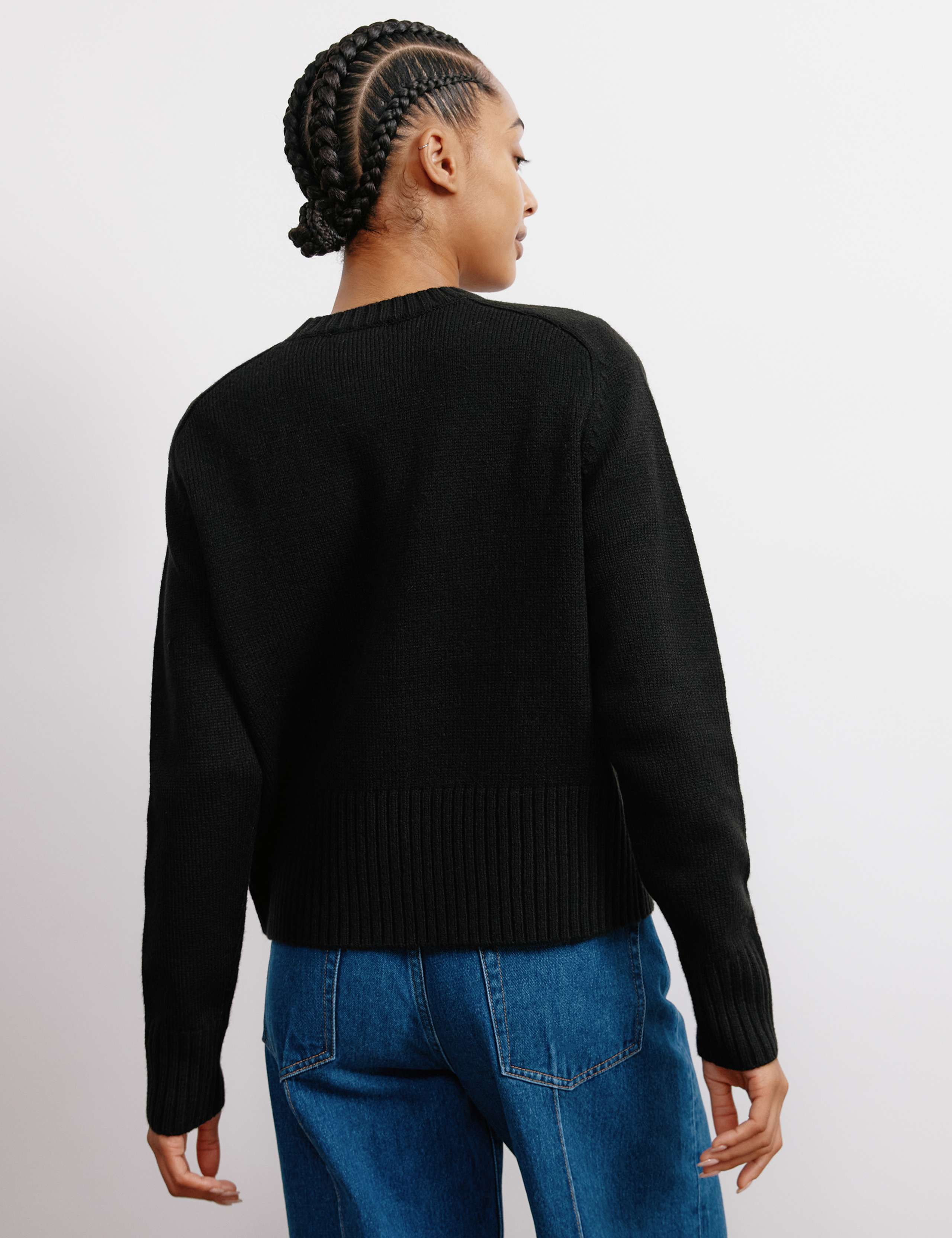 Crew Neck Button Through Cardigan with Wool 5 of 5
