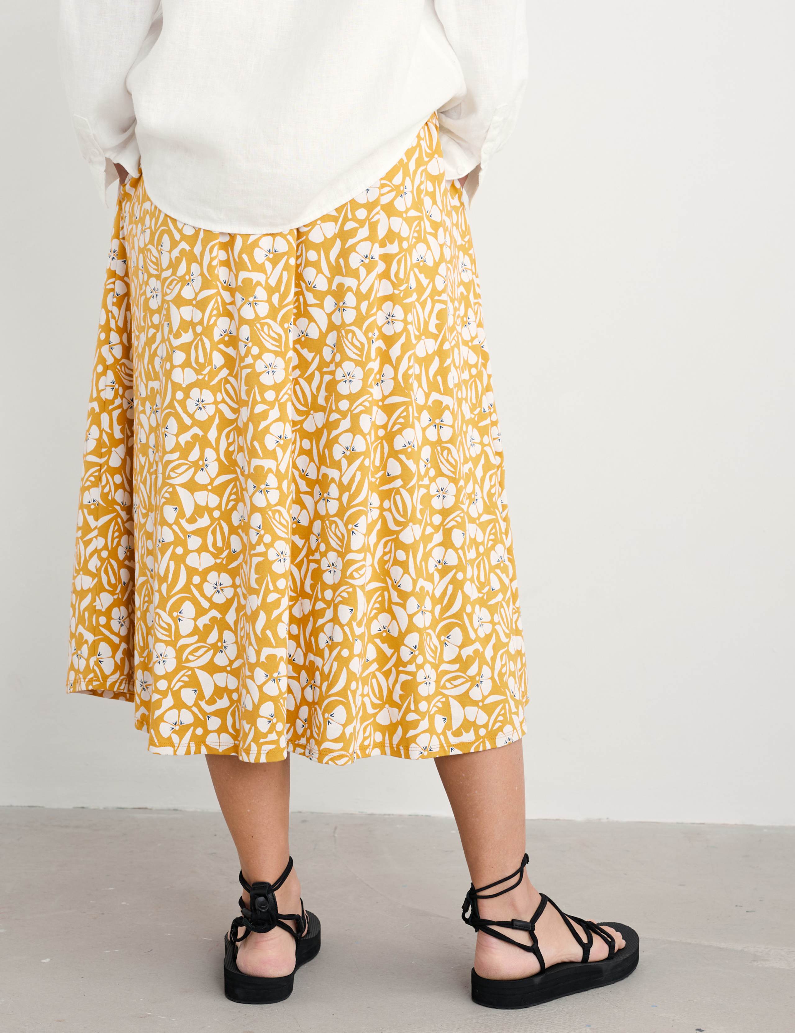 Cotton Rich Floral Midi A-Line Skirt 4 of 4