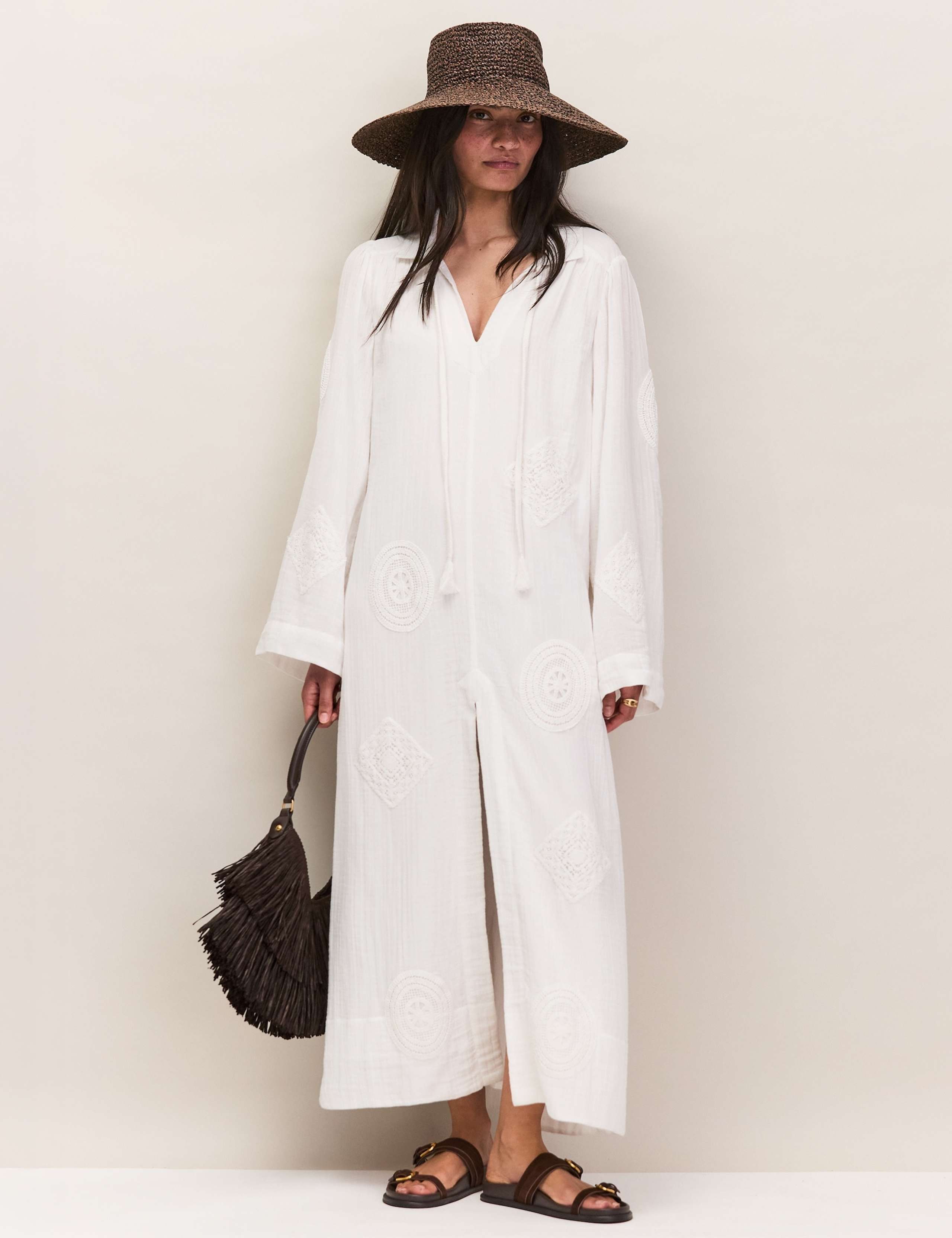 Pure Cotton Patchwork Midaxi Shirt Dress 2 of 8