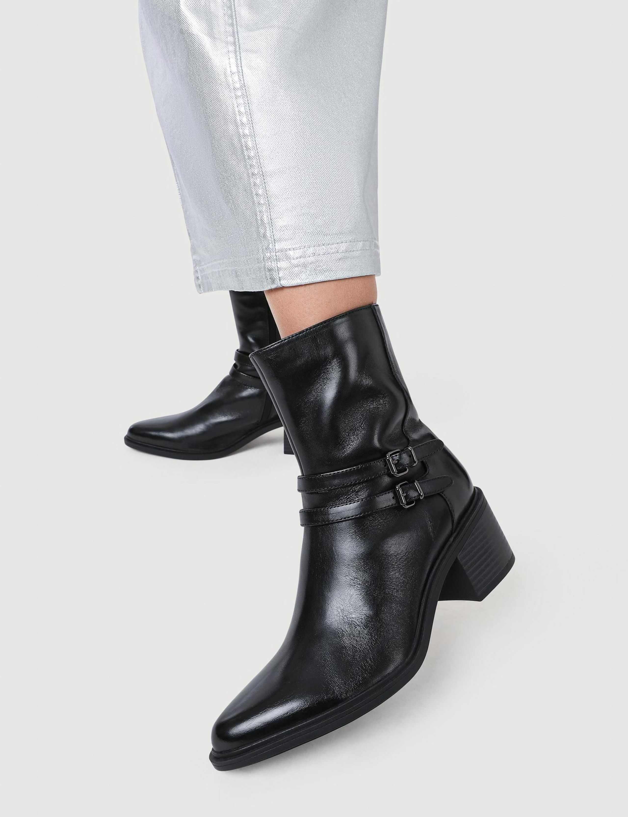Leather Block Heel Ankle Boots 2 of 5