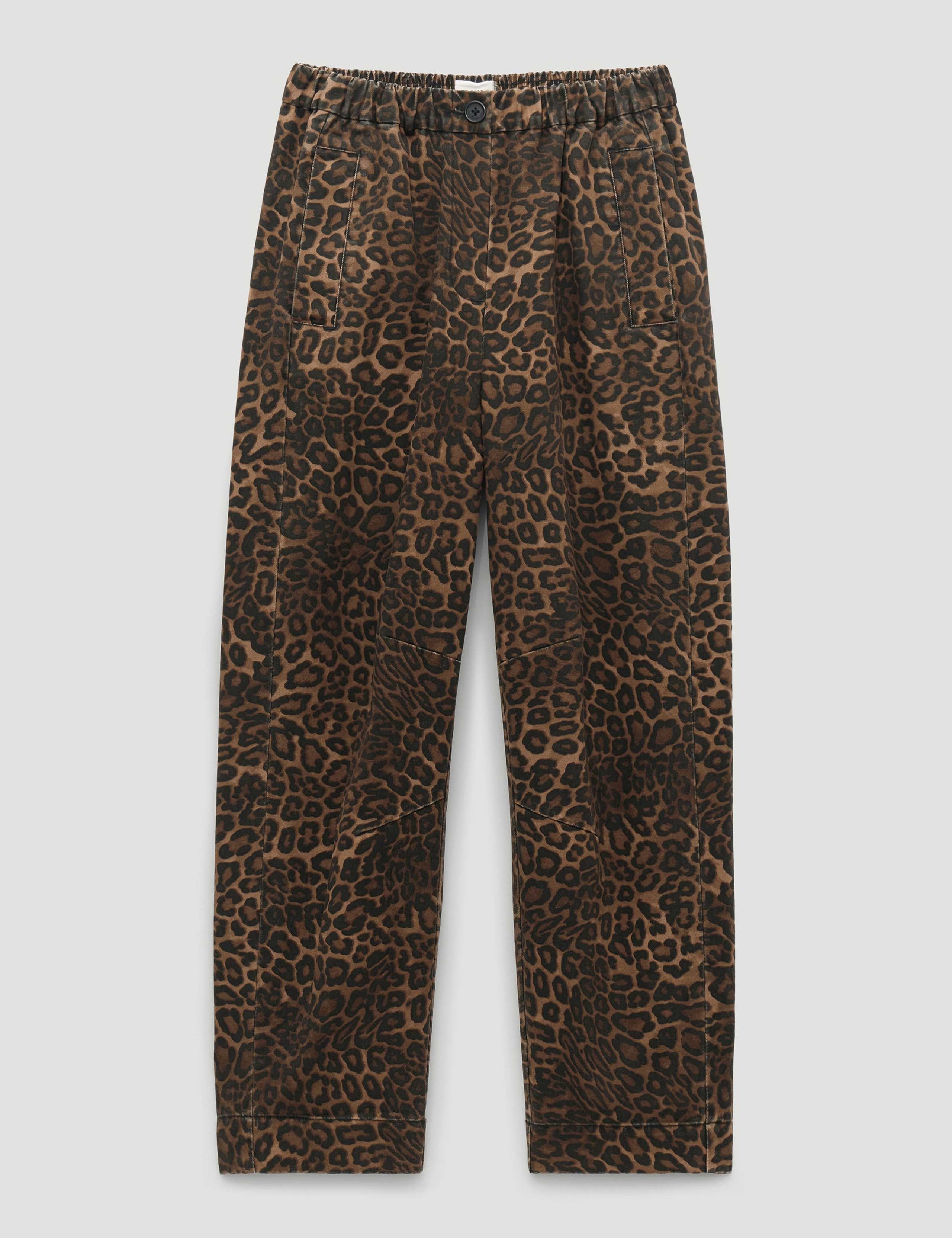 Pure Cotton Leopard Print Barrel Leg Trousers 2 of 5