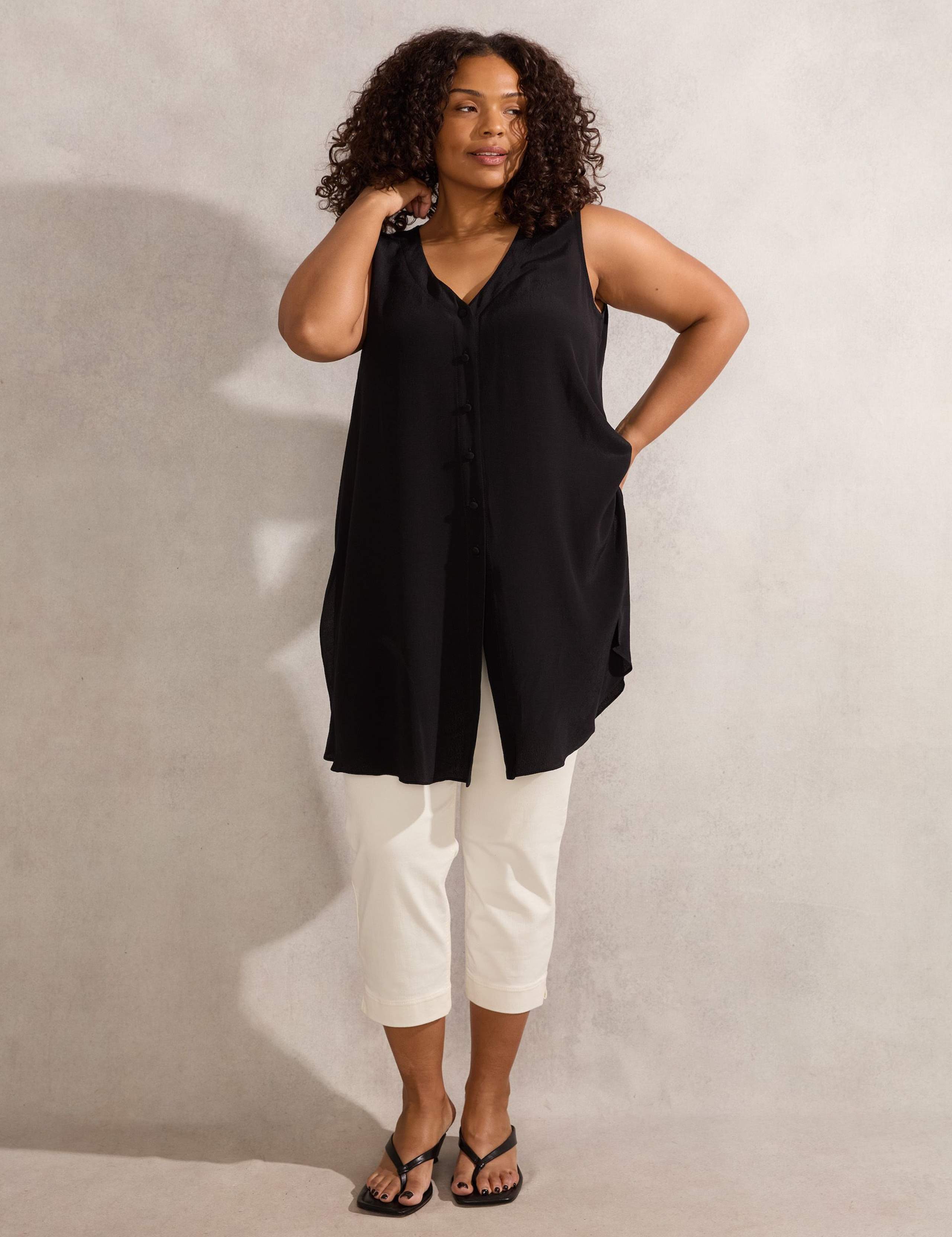 V-Neck Button Front Sleeveless Tunic 2 of 5