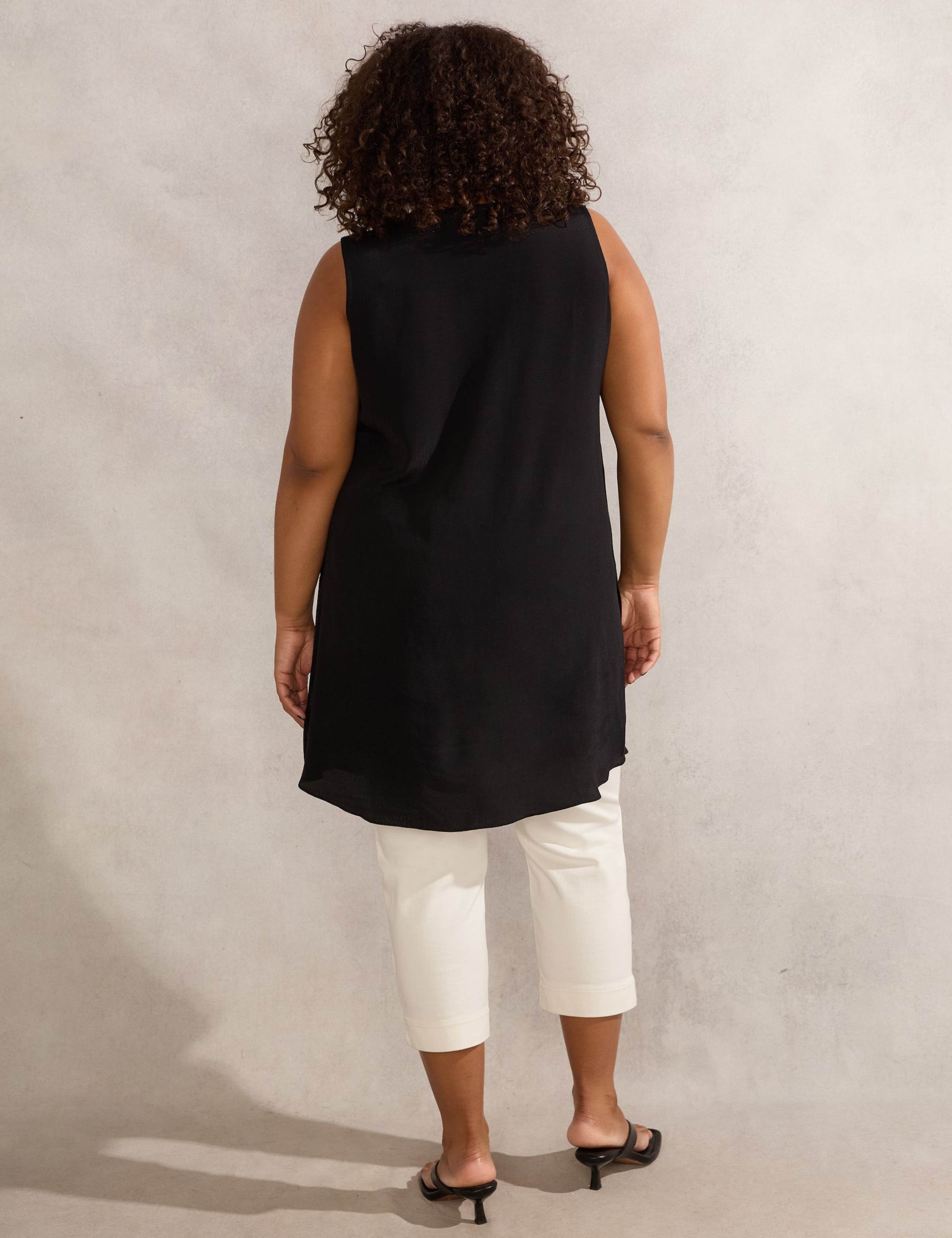 V-Neck Button Front Sleeveless Tunic 3 of 5