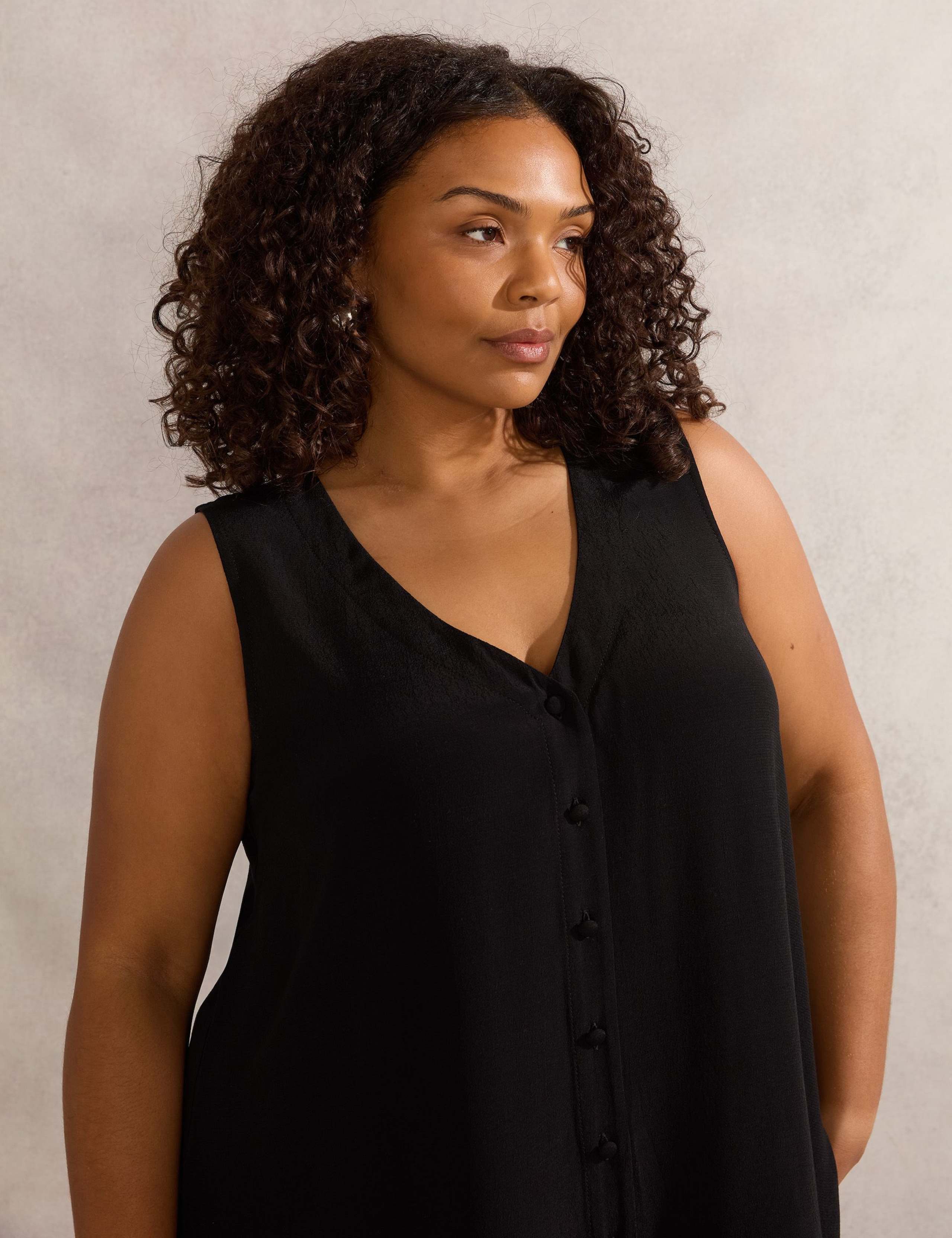 V-Neck Button Front Sleeveless Tunic 5 of 5
