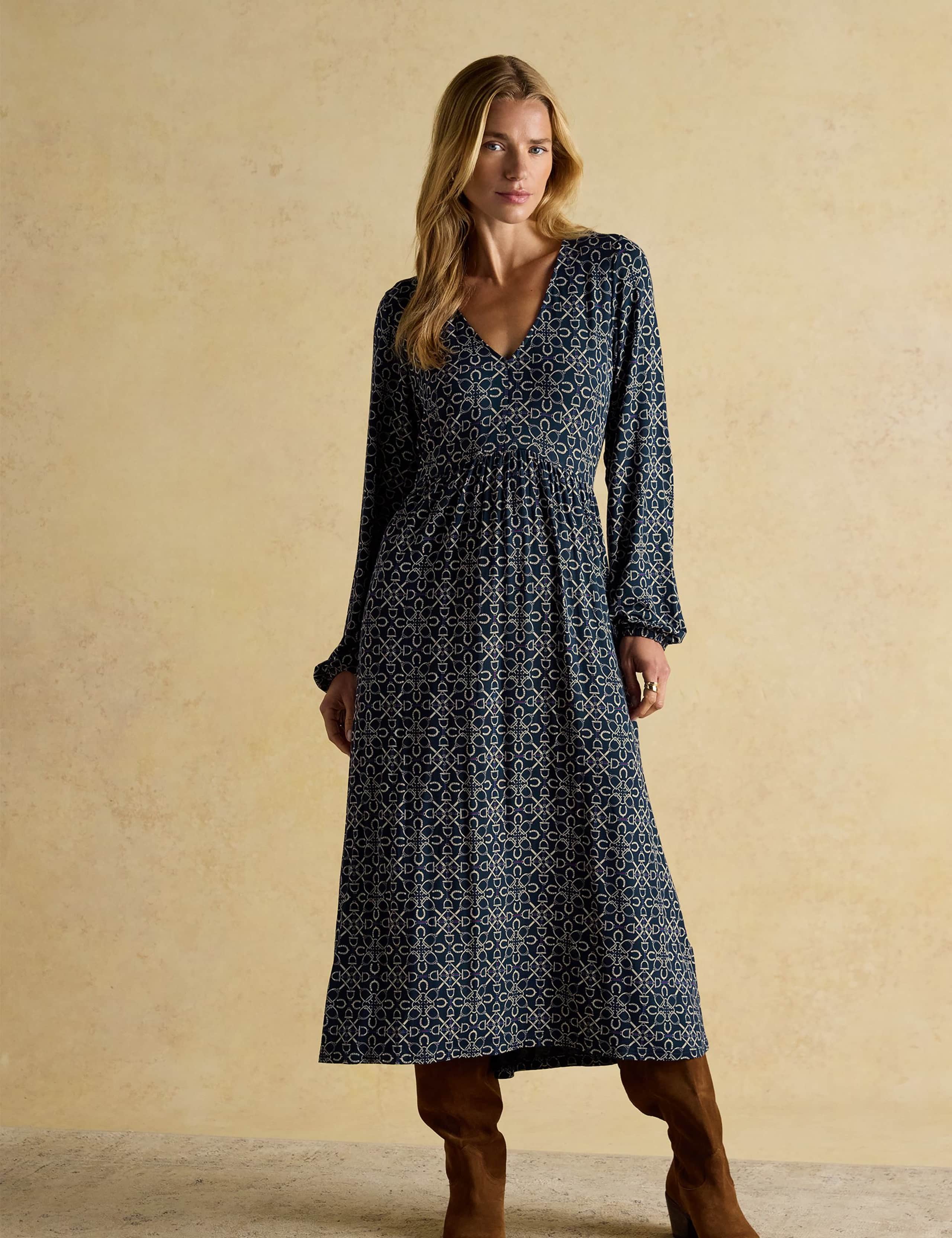 Floral V-Neck Long Sleeve Midi Dress 3 of 4