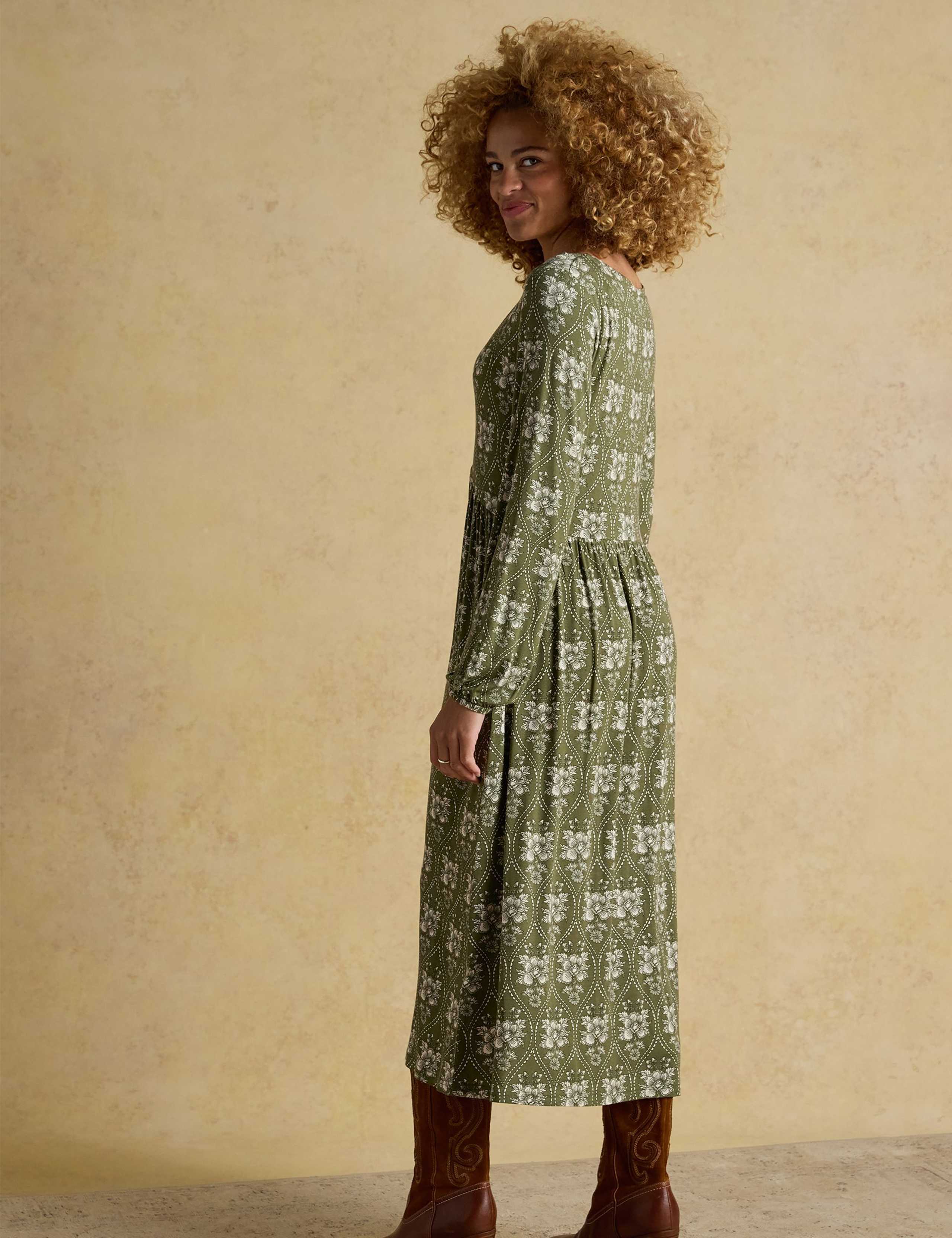 Floral V-Neck Long Sleeve Midi Dress 3 of 7