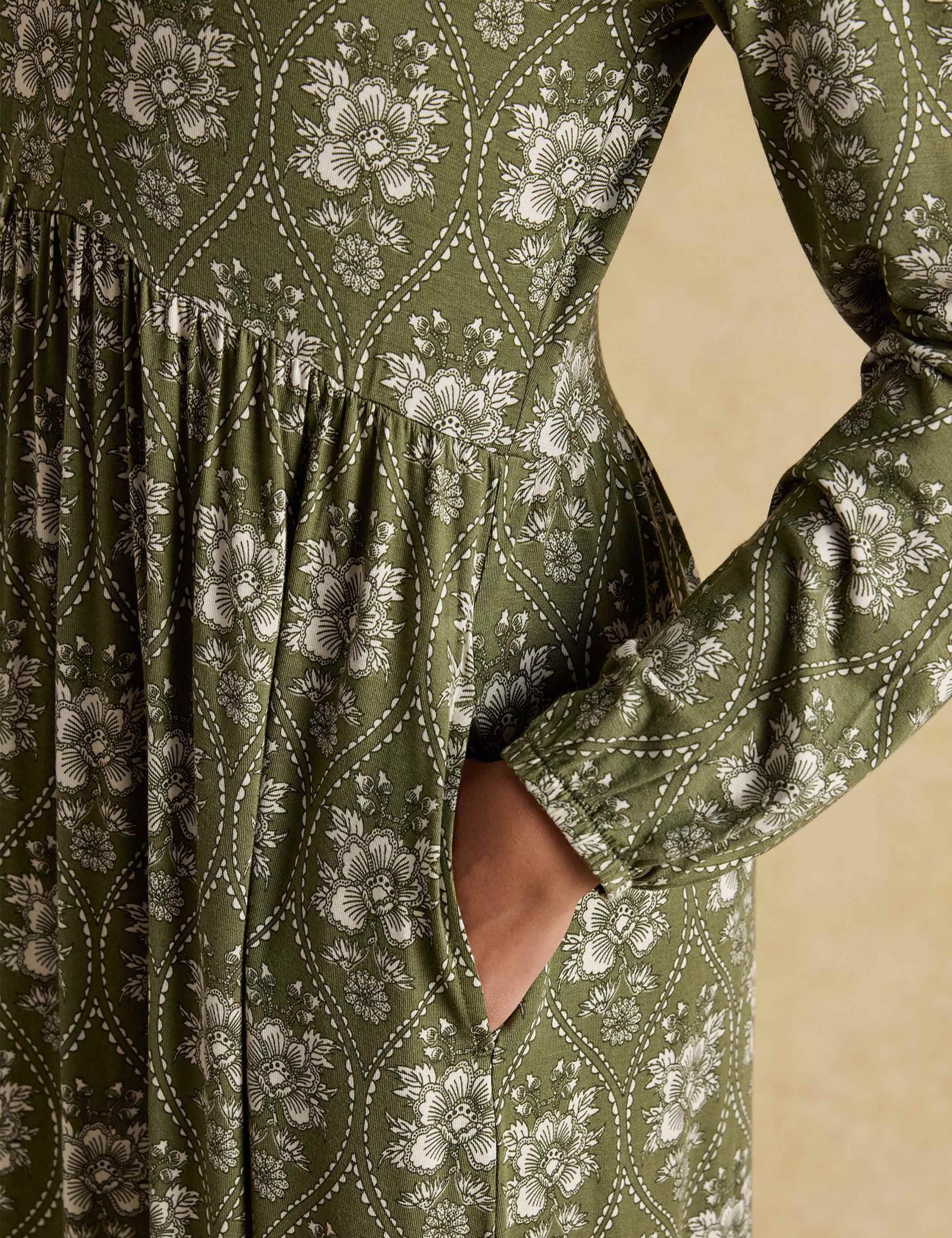 Floral Long Sleeve Empire Line Midaxi Dress 4 of 7