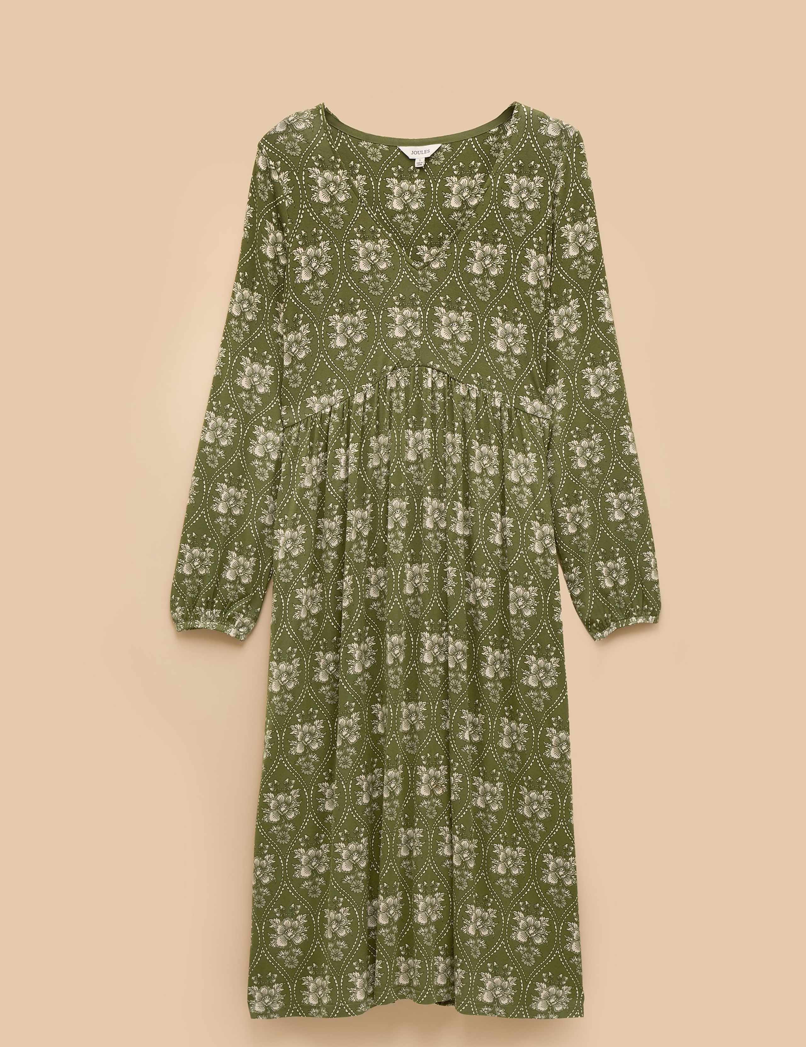 Floral V-Neck Long Sleeve Midi Dress 2 of 7