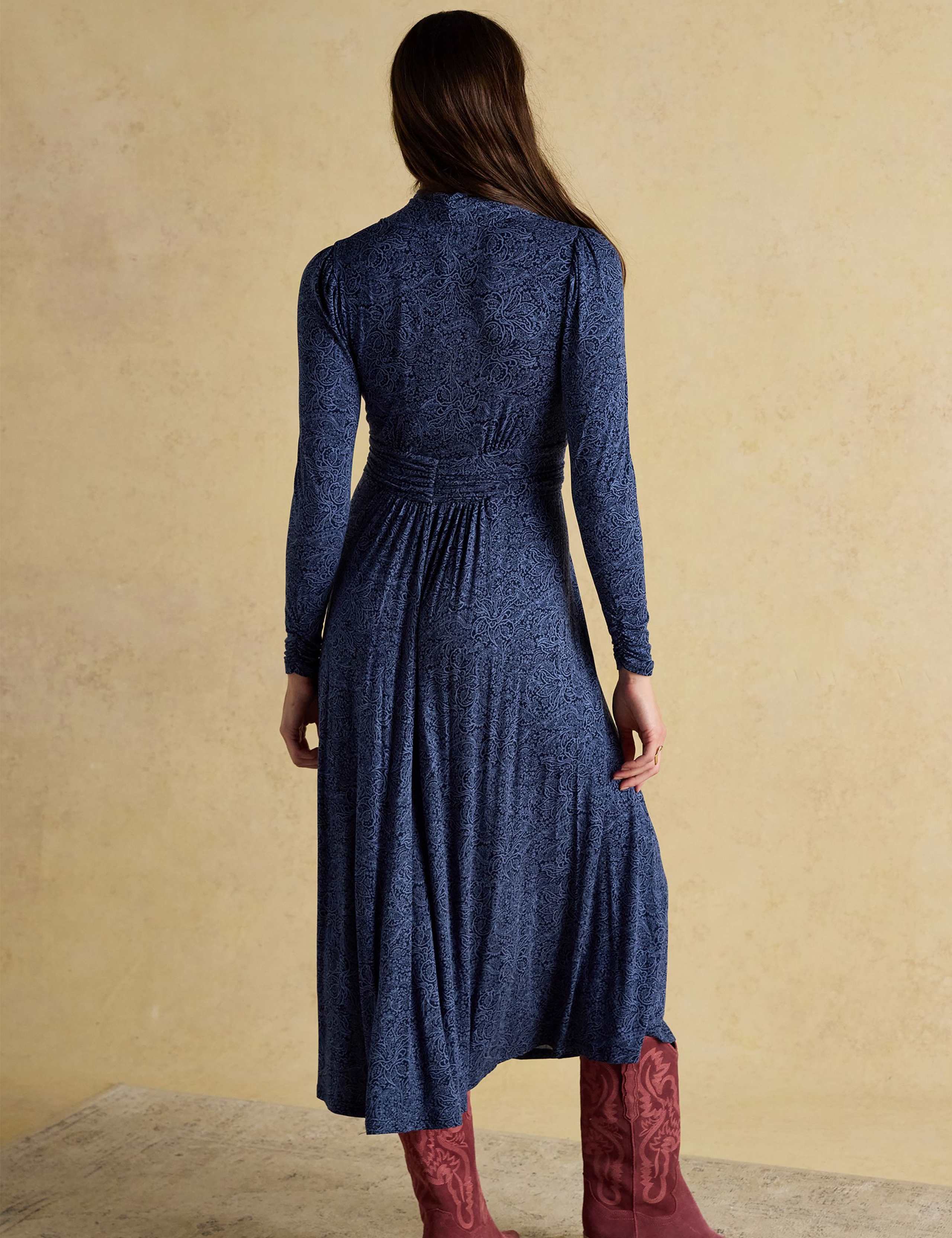 Paisley Pleat Detail Long Sleeve Dress 4 of 8