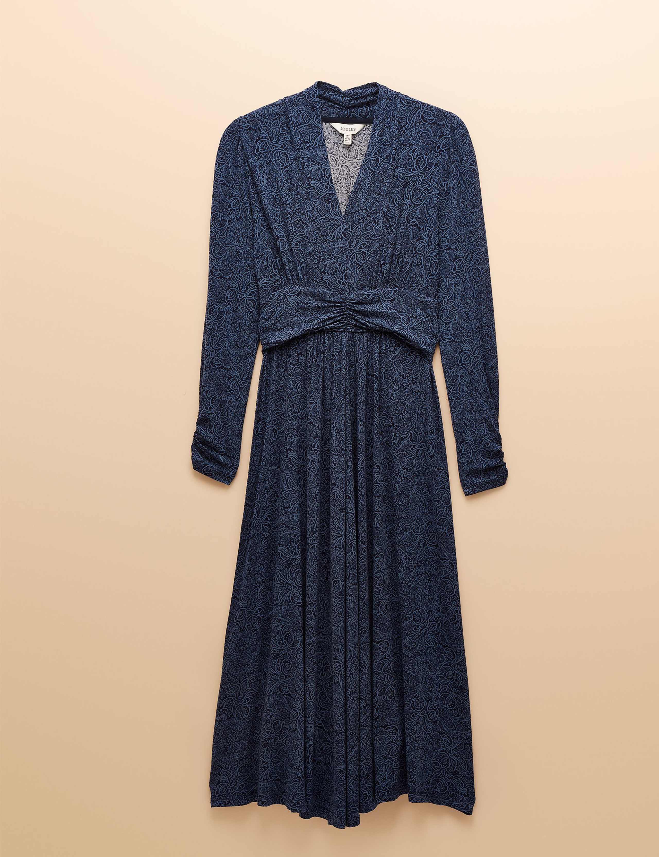 Paisley Pleat Detail Long Sleeve Dress 2 of 8