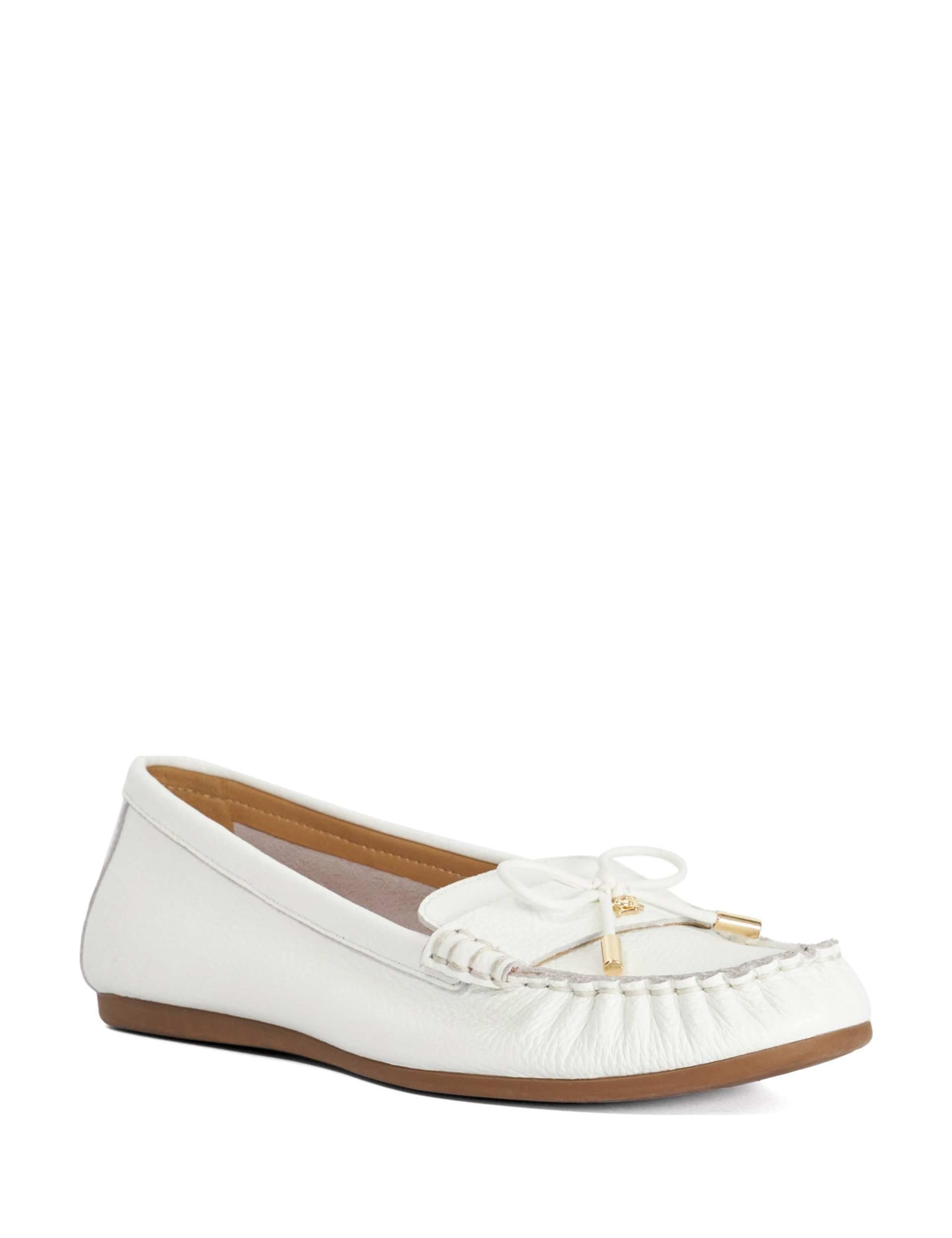 Leather Bow Flat Loafers 2 of 6