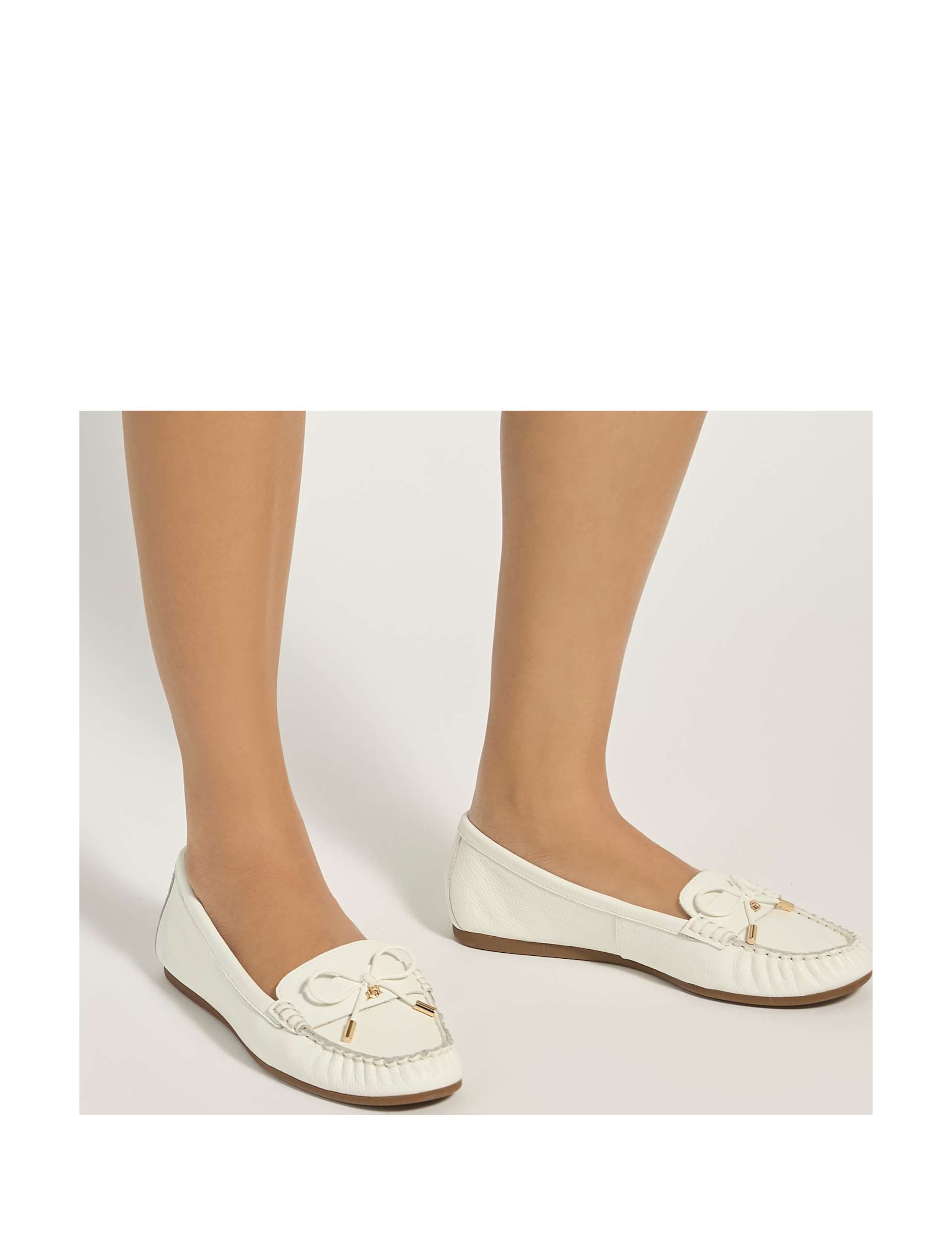 Leather Bow Flat Loafers 4 of 6