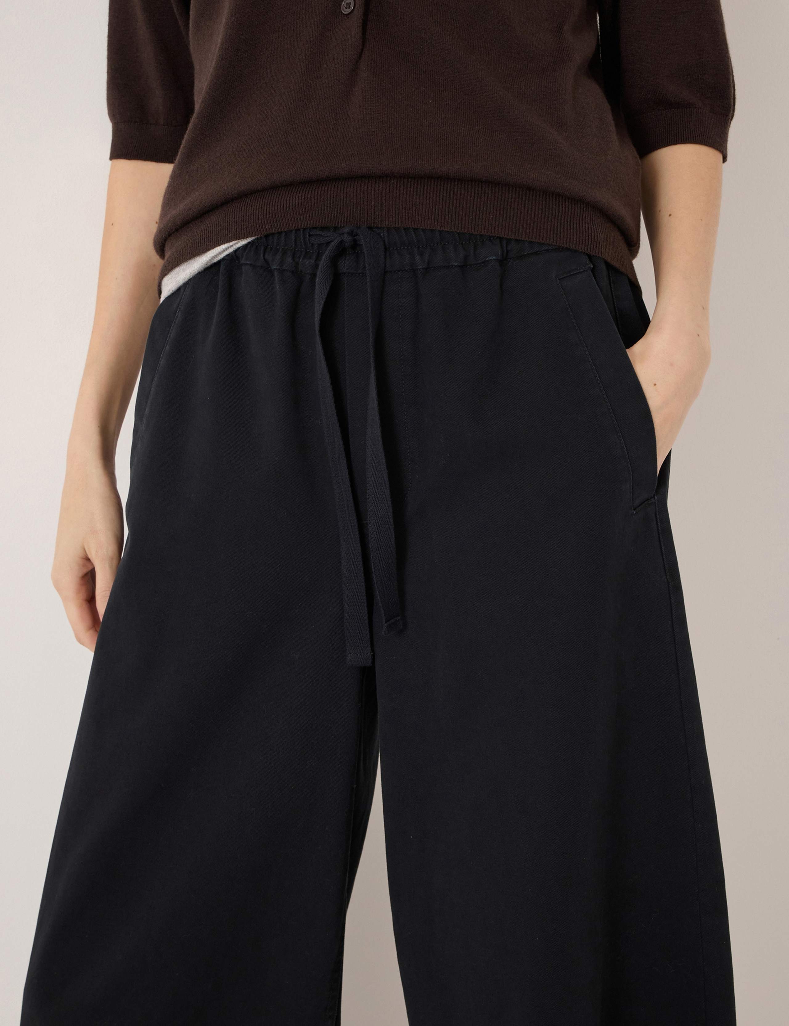 Pure Cotton Drawstring Barrel Leg Trousers 3 of 5