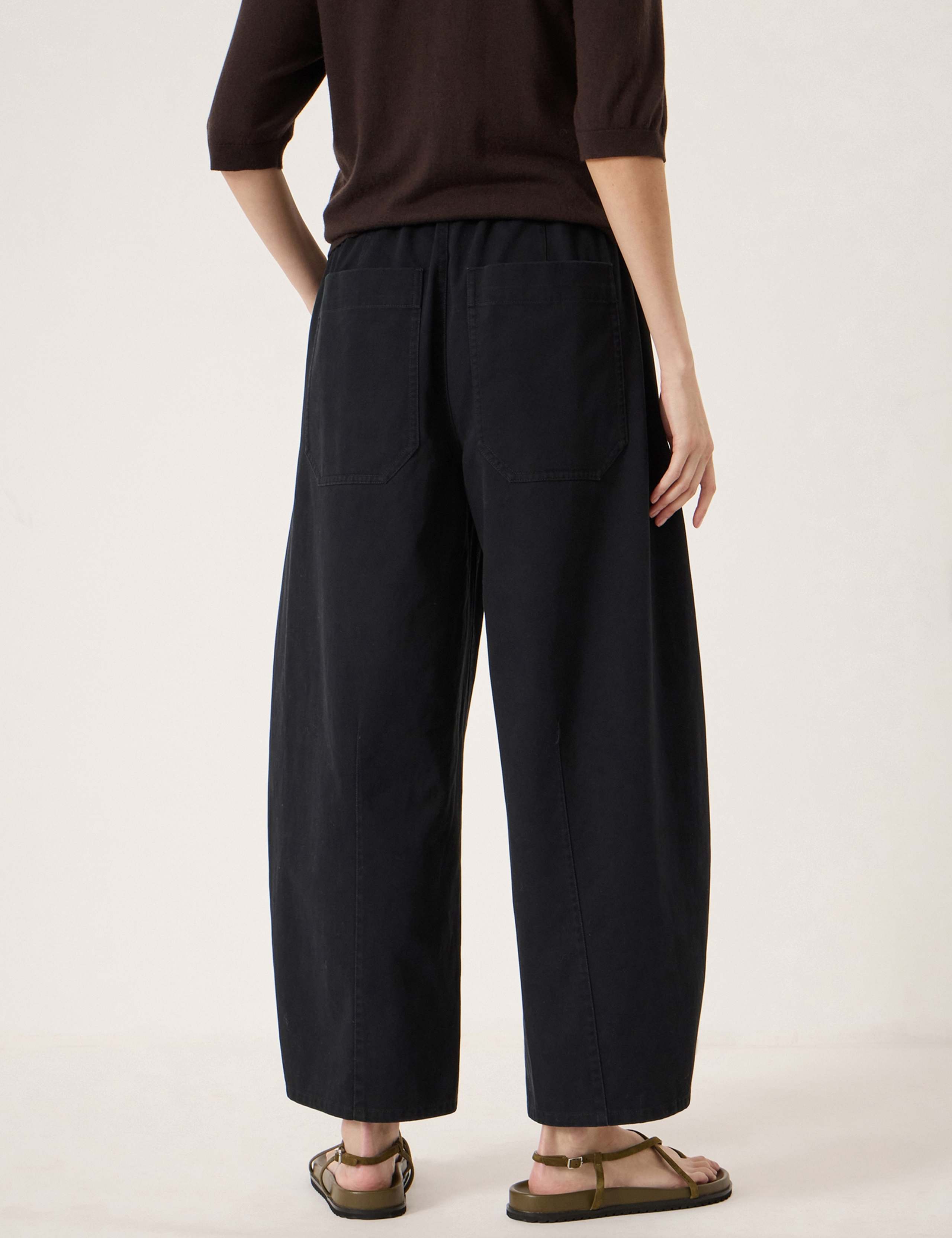 Pure Cotton Drawstring Barrel Leg Trousers 4 of 5