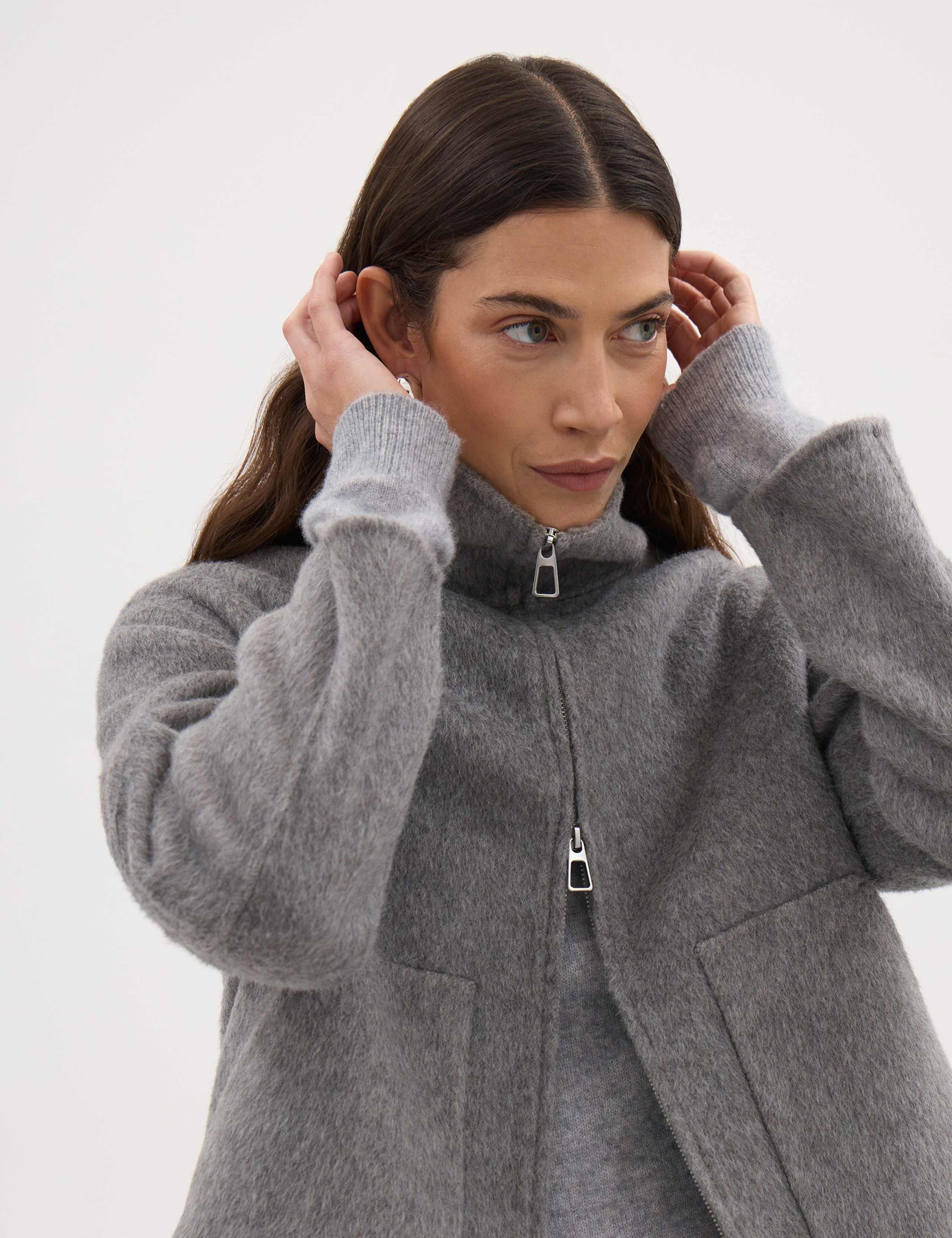 Pure Wool Funnel Neck Short Jacket 4 of 8