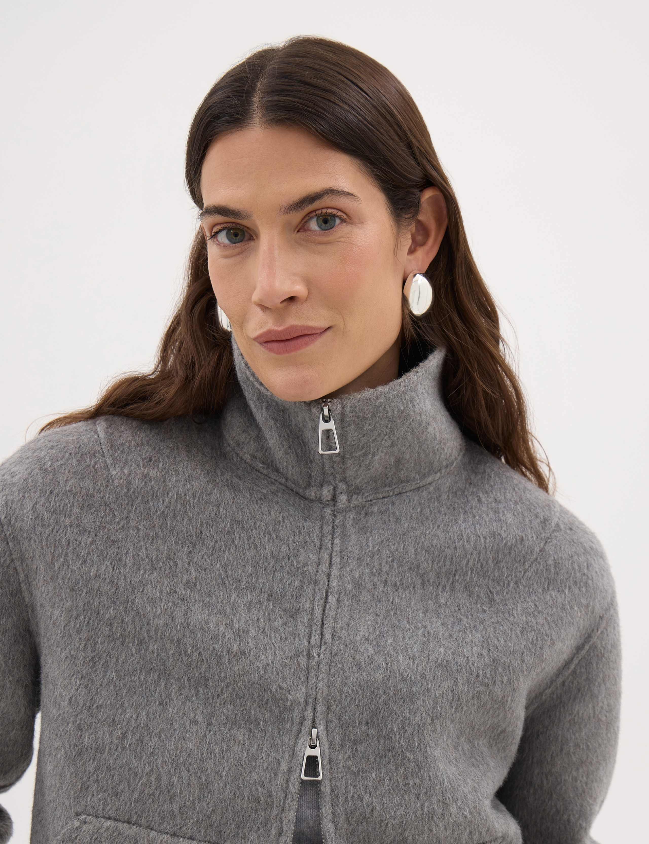 Pure Wool Funnel Neck Short Jacket 5 of 8